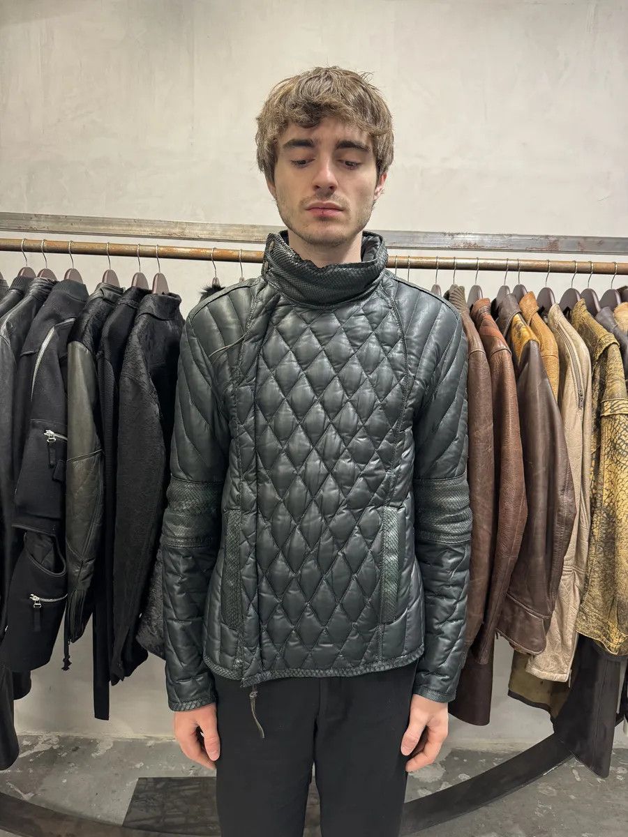 Roberto Cavalli AW2000 Roberto Cavalli Asymmetrical Ninja Python Dark Green Puffer Leather Jacket Size US S / EU 44-46 / 1 - 3 Thumbnail