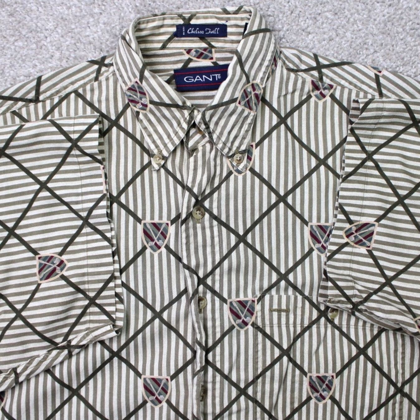 Gant GANT Chelsea Twill AOP Shirt Mens Large Green/Gray All Over Print S/S Size US L / EU 52-54 / 3 - 2 Thumbnail