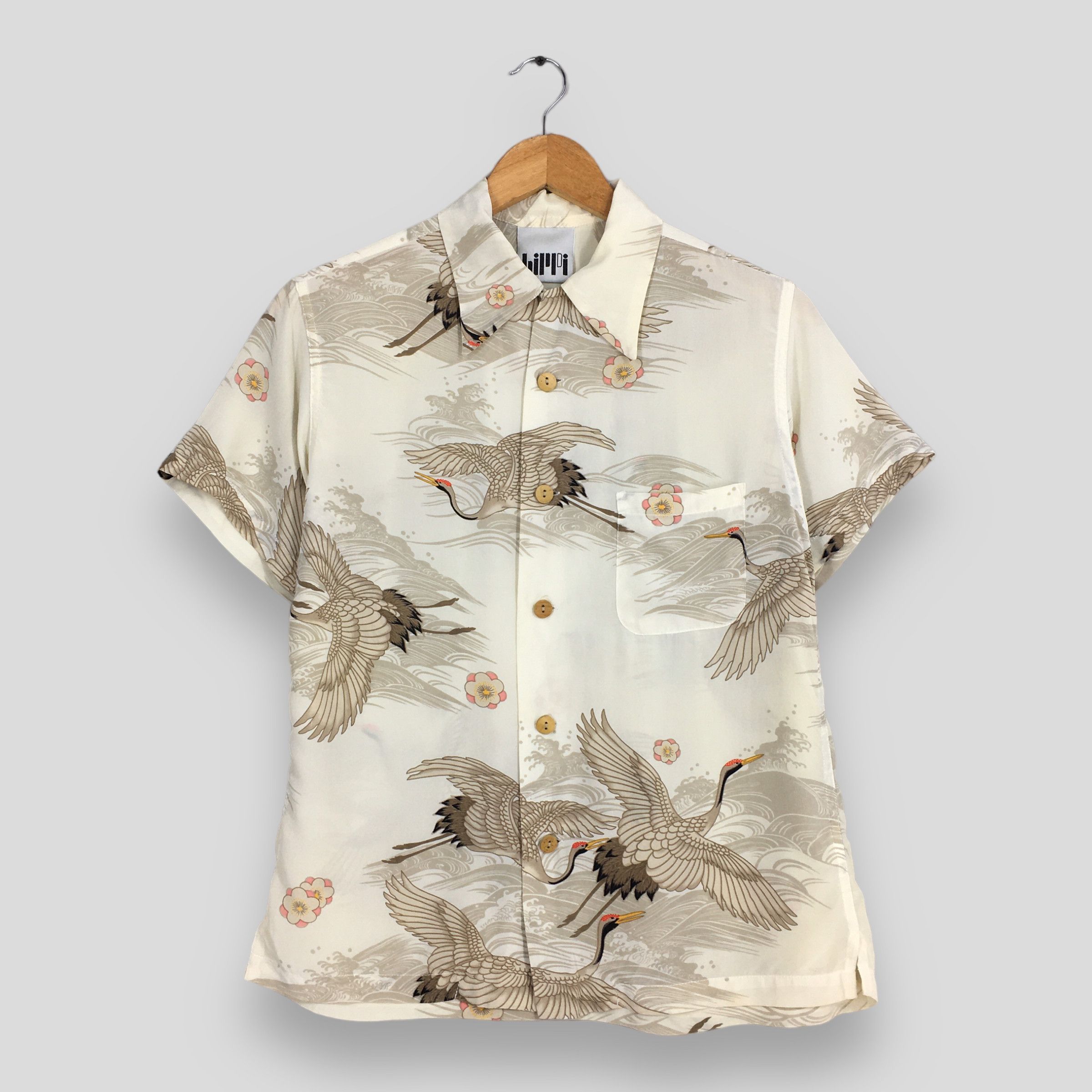 image of Aloha Wear x Hawaiian Shirt Vintage Hawaiian Japanese Phoenix Bird Rayon Shirt Small, Men's