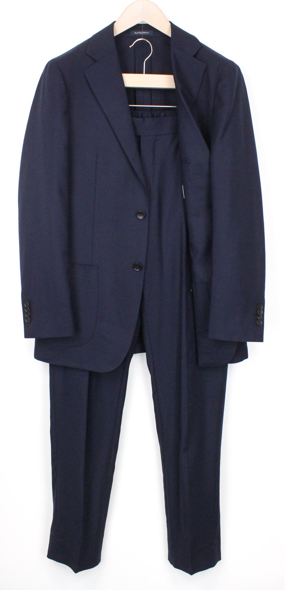 image of Suitsupply Havana Uk38R Blue Wool Stretch Slim Suit 72164, Men's