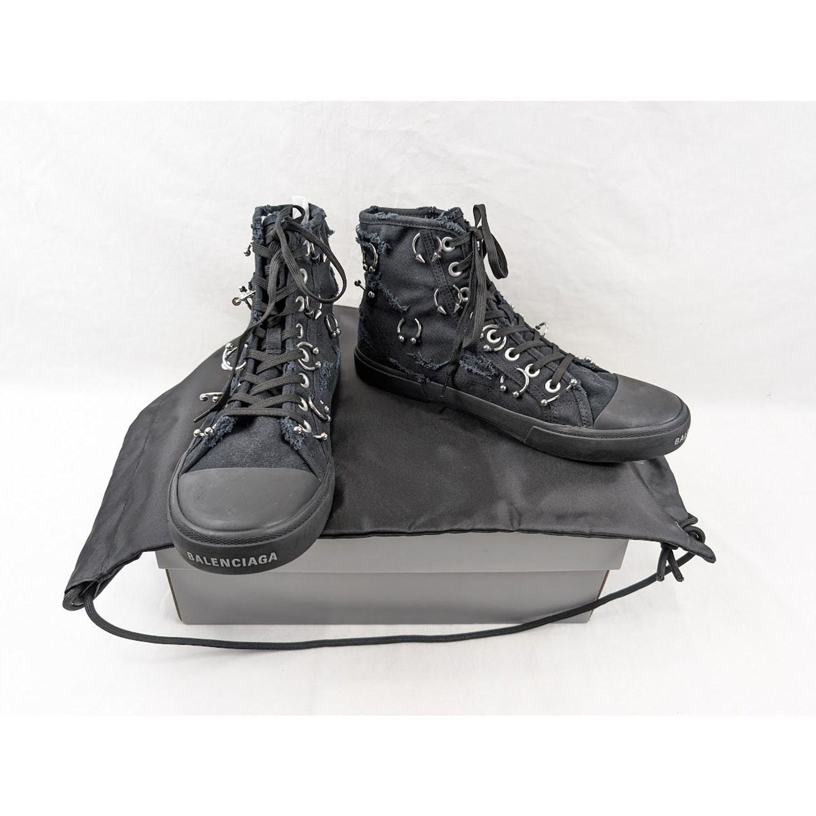 Balenciaga o1rshd1 Destroy Paris High Top Sneakers in Black Size US 9 / EU 42 - 17 Thumbnail