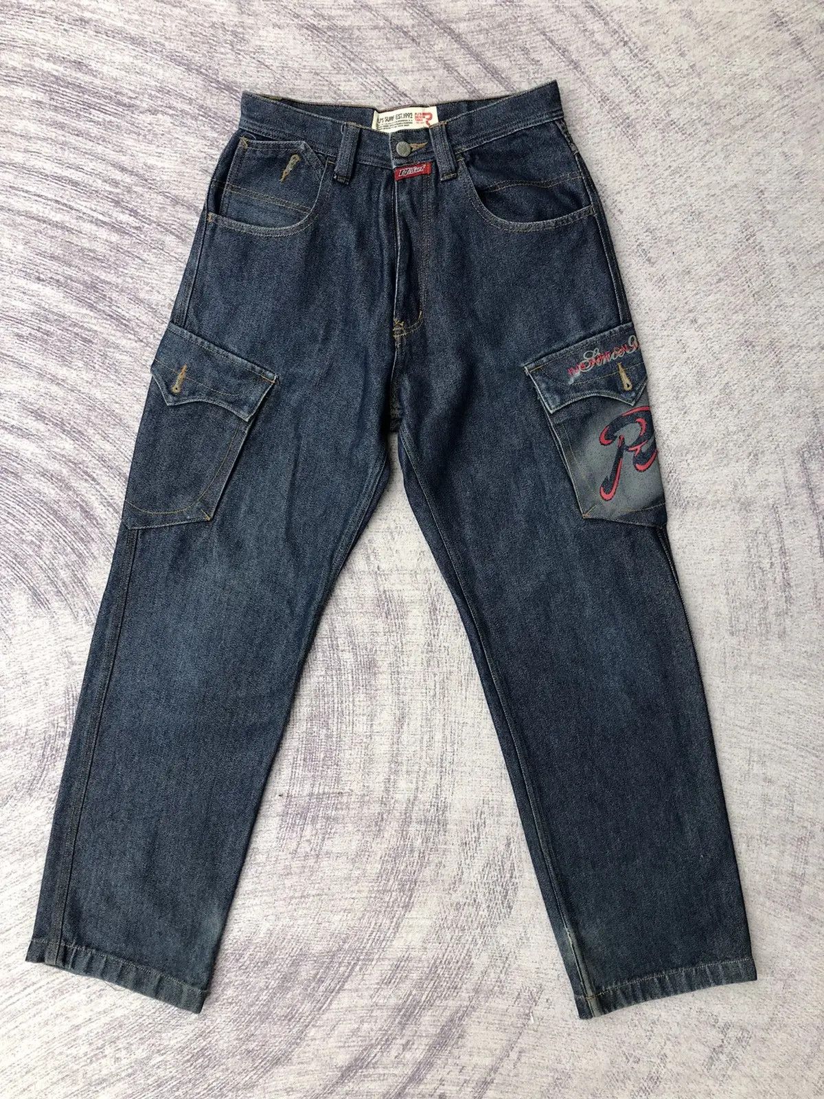 Vintage PJ's Japanese Surfwear Hip Hop Jeans Cargo Shiny Pants Size US 27 - 1 Thumbnail