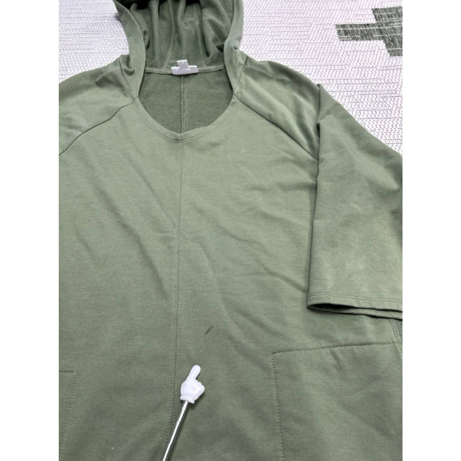 J. Jill J.Jill Dress Womens M Green Cotton Blend Knit Pullover Short Sleeve V-Neck Knee Length A-Line Casual Cotton Blend Dress Womens M Green Size M / US 6-8 / IT 42-44 - 5 Thumbnail