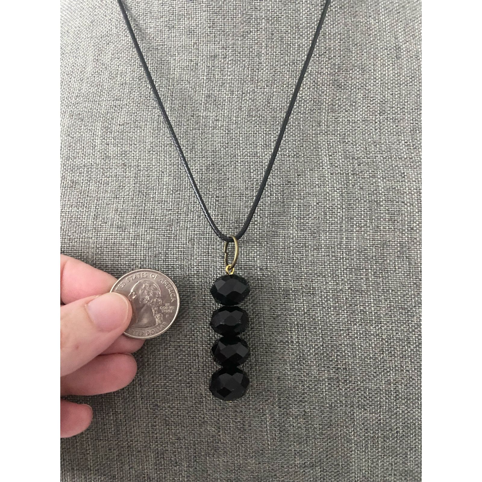 Handmade Big black glass bead pendant necklace Size ONE SIZE - 2 Thumbnail