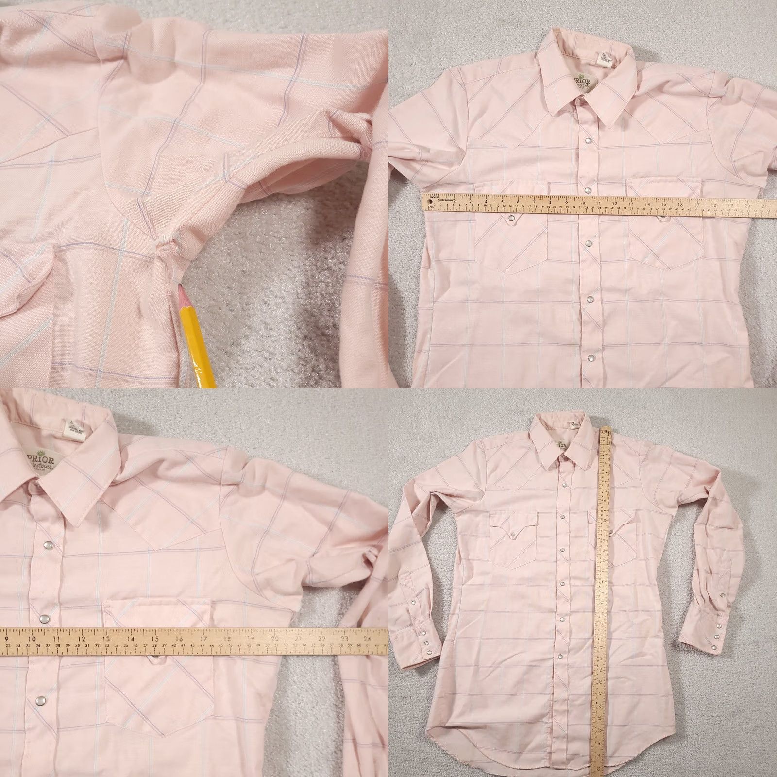 Vintage VINTAGE Prior Westerns Denver Shirt Mens 15.5 35 Cowboy Pearl Snaps Pink Grunge USA Size US M / EU 48-50 / 2 - 8 Thumbnail