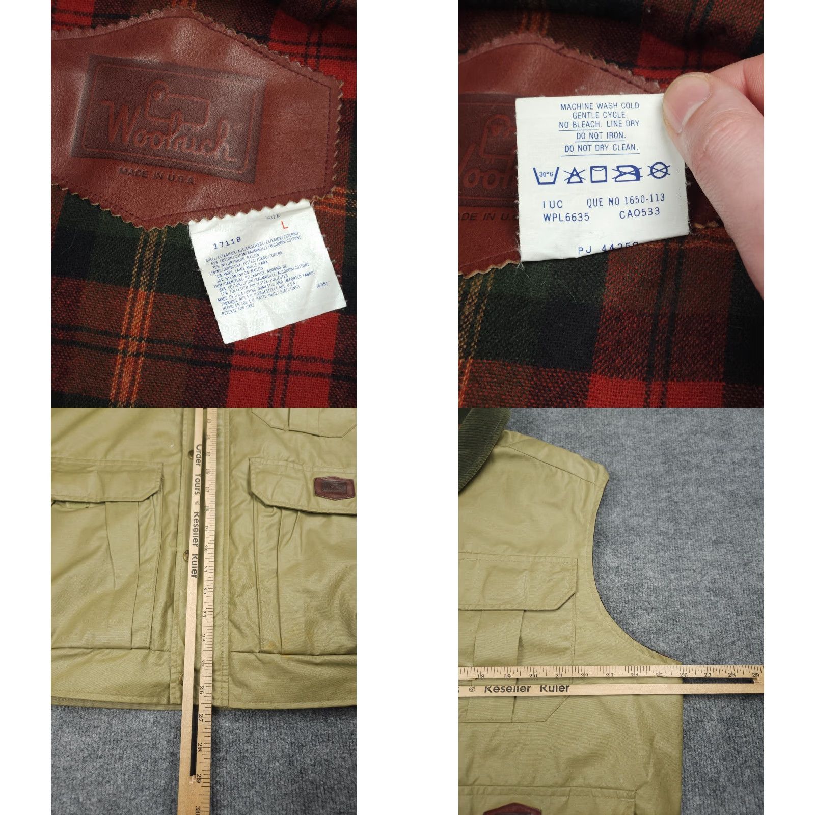 Vintage VINTAGE Woolrich Vest Mens L Beige Corduroy Collar Plaid Wool Lined Woolrich Woolen Mills Vest Military Hunting Men (~) Size US L / EU 52-54 / 3 - 8 Thumbnail