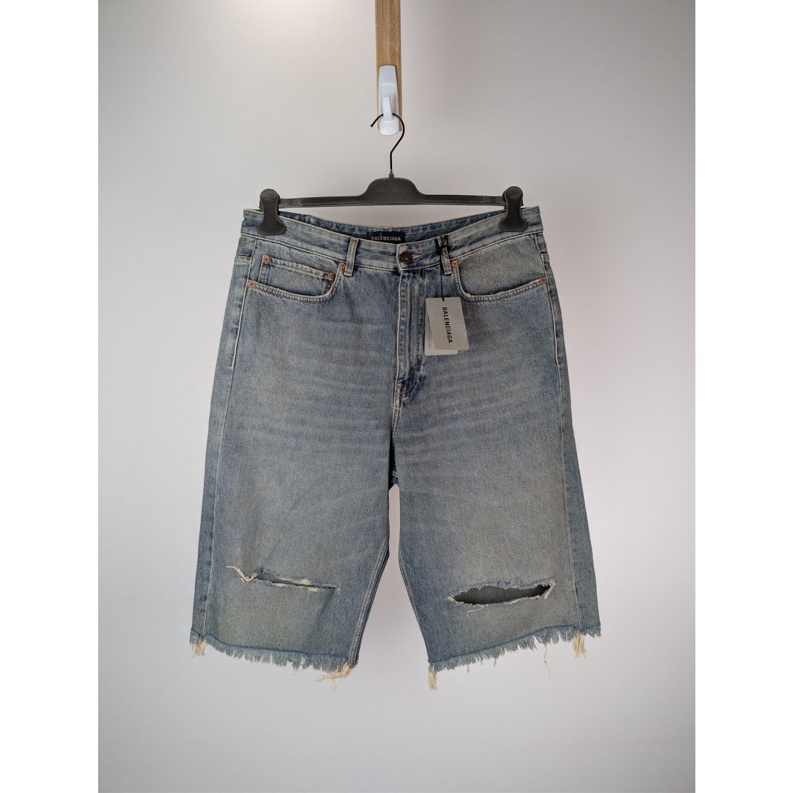 Balenciaga o1rshd1 Baggy Denim Shorts in Blue Rust M Size US 32 / EU 48 - 2 Thumbnail