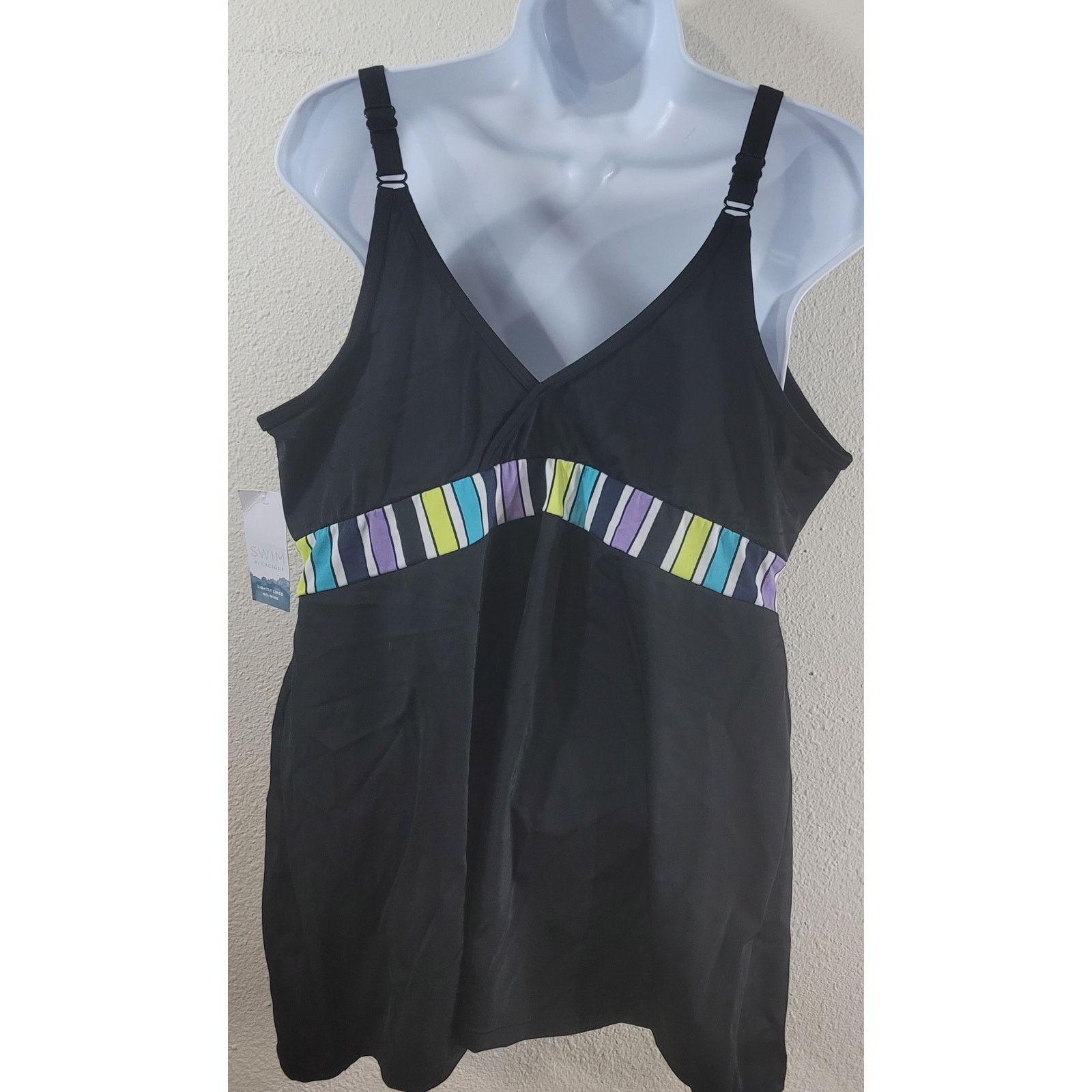Other Cacique Black Multicolor Tankini Double V Swim Top 14 NWT Size ONE SIZE - 2 Thumbnail