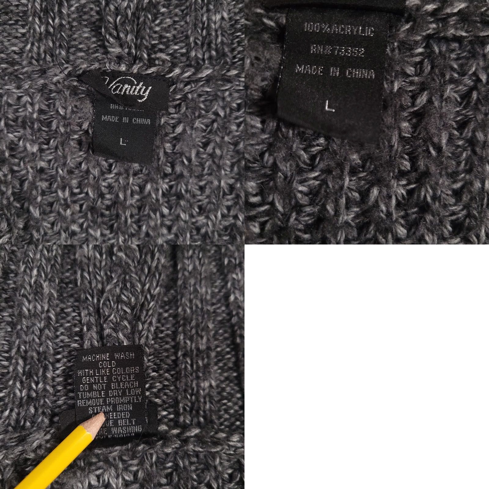 Vintage Vanity Cardigan Sweater Womens Large Gray Long Sleeve Loop Front Shirt Ladies Regular Knit Style Modern Classic Fall Winter Size L / US 10 / IT 46 - 9 Thumbnail