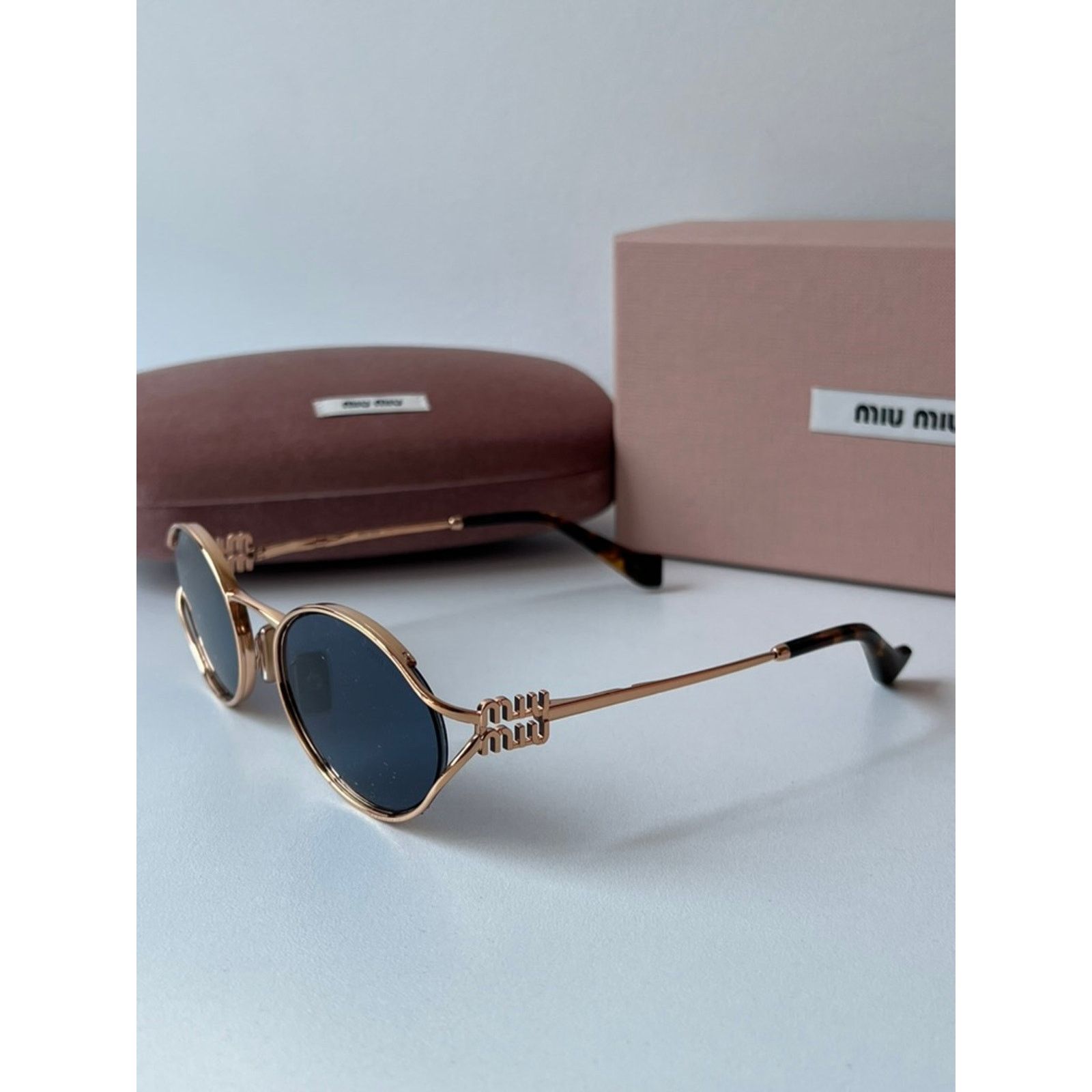 Miu Miu NEW Miu Miu MU52YS Rose Gold Blue Metal Sunglasses Size ONE SIZE - 5 Thumbnail