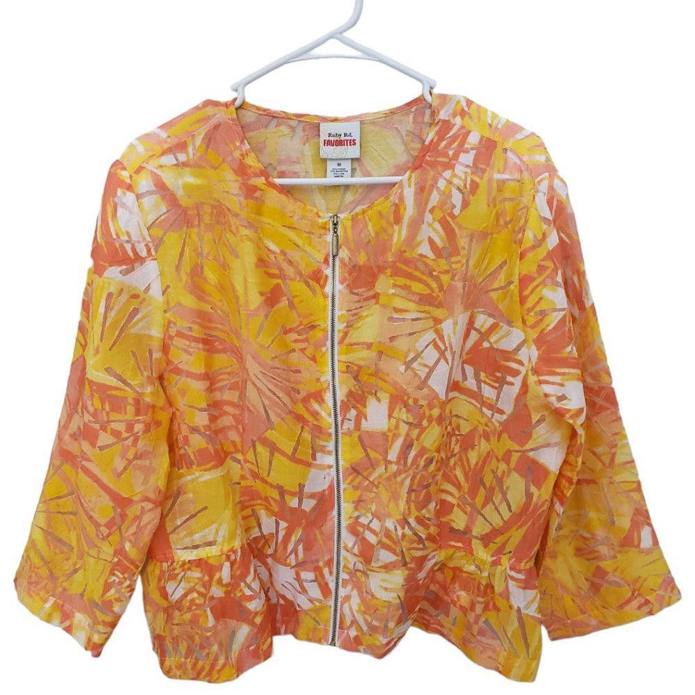 Designer CT188a Ruby Rd. Zip Down Orange Shirt 18 Size XXL / US 16-18 / IT 52-54 - 1 Thumbnail