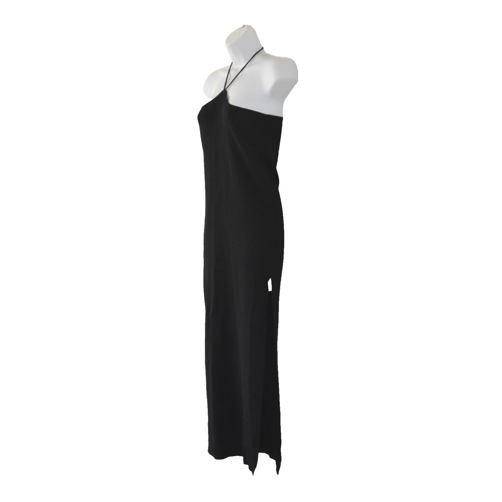 AYA MUSE AYA MUSE Black Back Ties Halter Slit Side Evening Dress Sz M Size M / US 6-8 / IT 42-44 - 2 Thumbnail