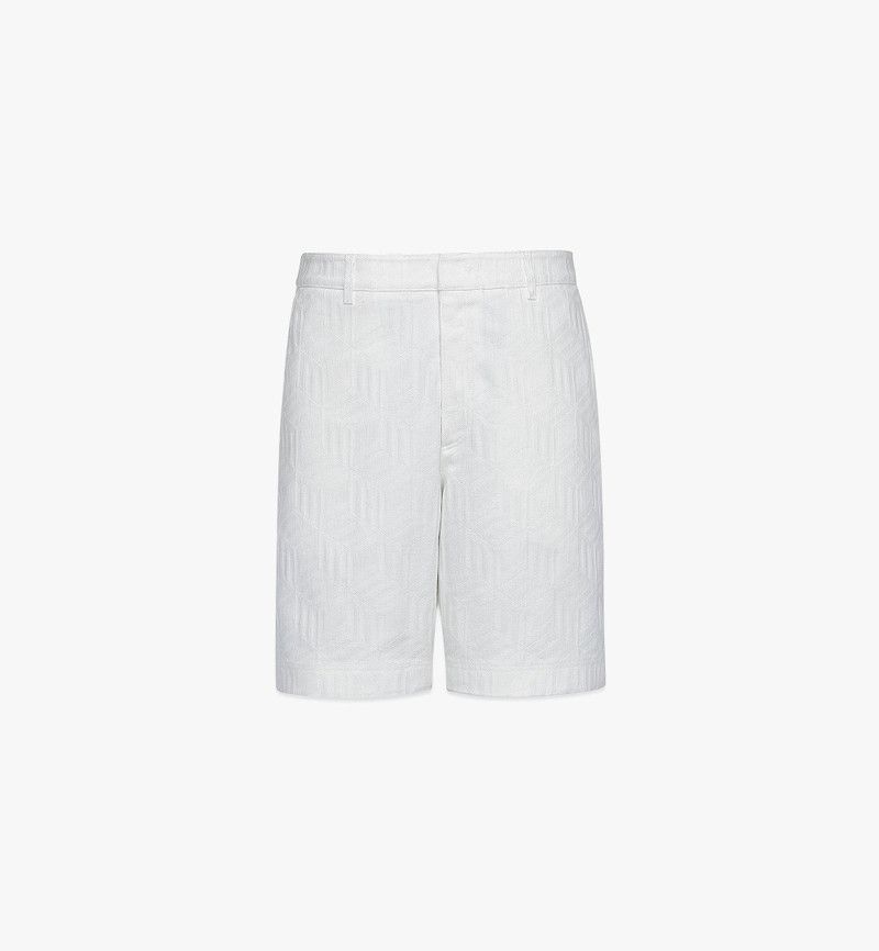 MCM o1mt1gz0126 Cubic Jacquard Denim Shorts in White Size US 34 / EU 50 - 1 Thumbnail