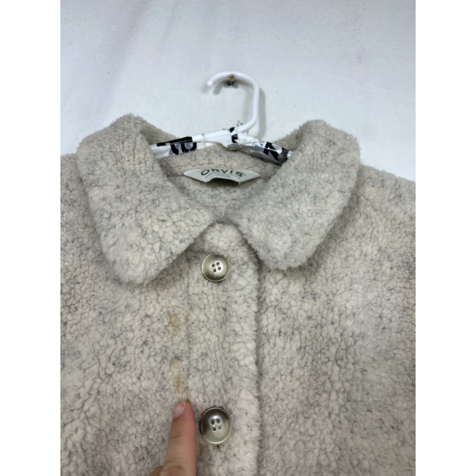 Orvis Orvis Womens Jacket L Ivory Marled Button Front With Brocade Details Stained Size L / US 10 / IT 46 - 4 Thumbnail