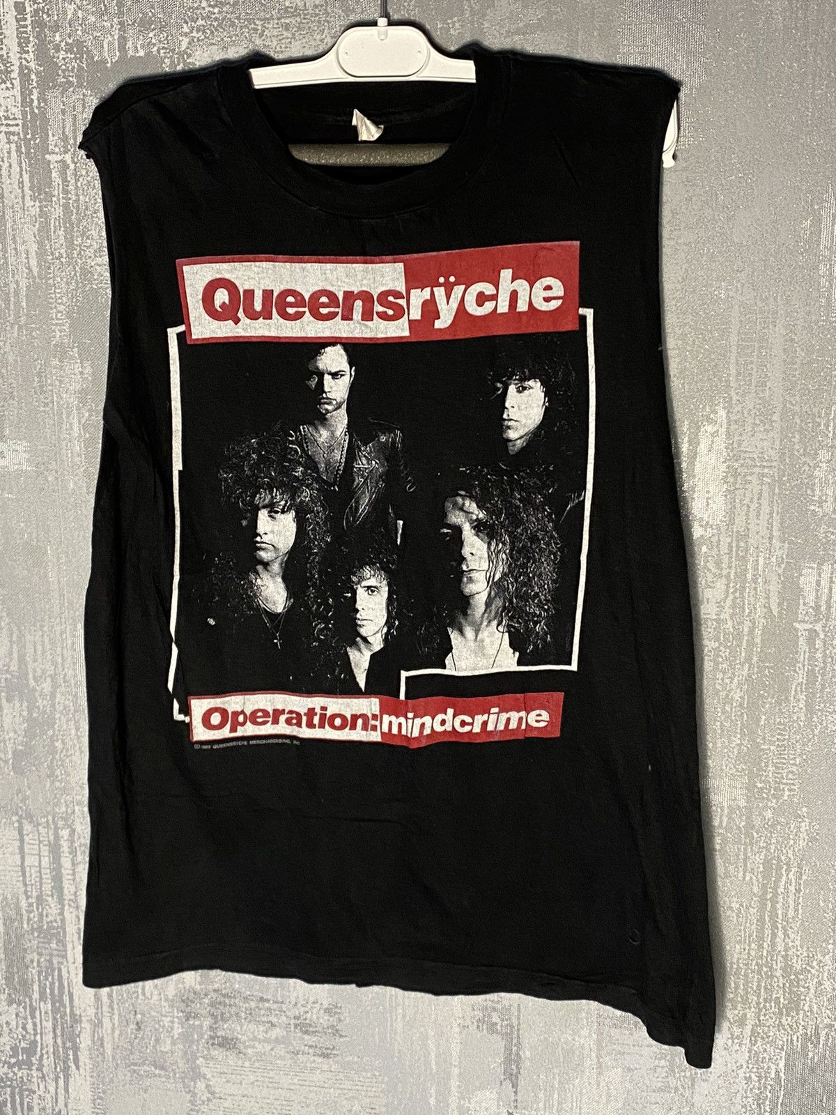 image of 1988 Vintage Queensryche Tour T-Shirt Rock Band Mindcrime in Black, Men's (Size Large)