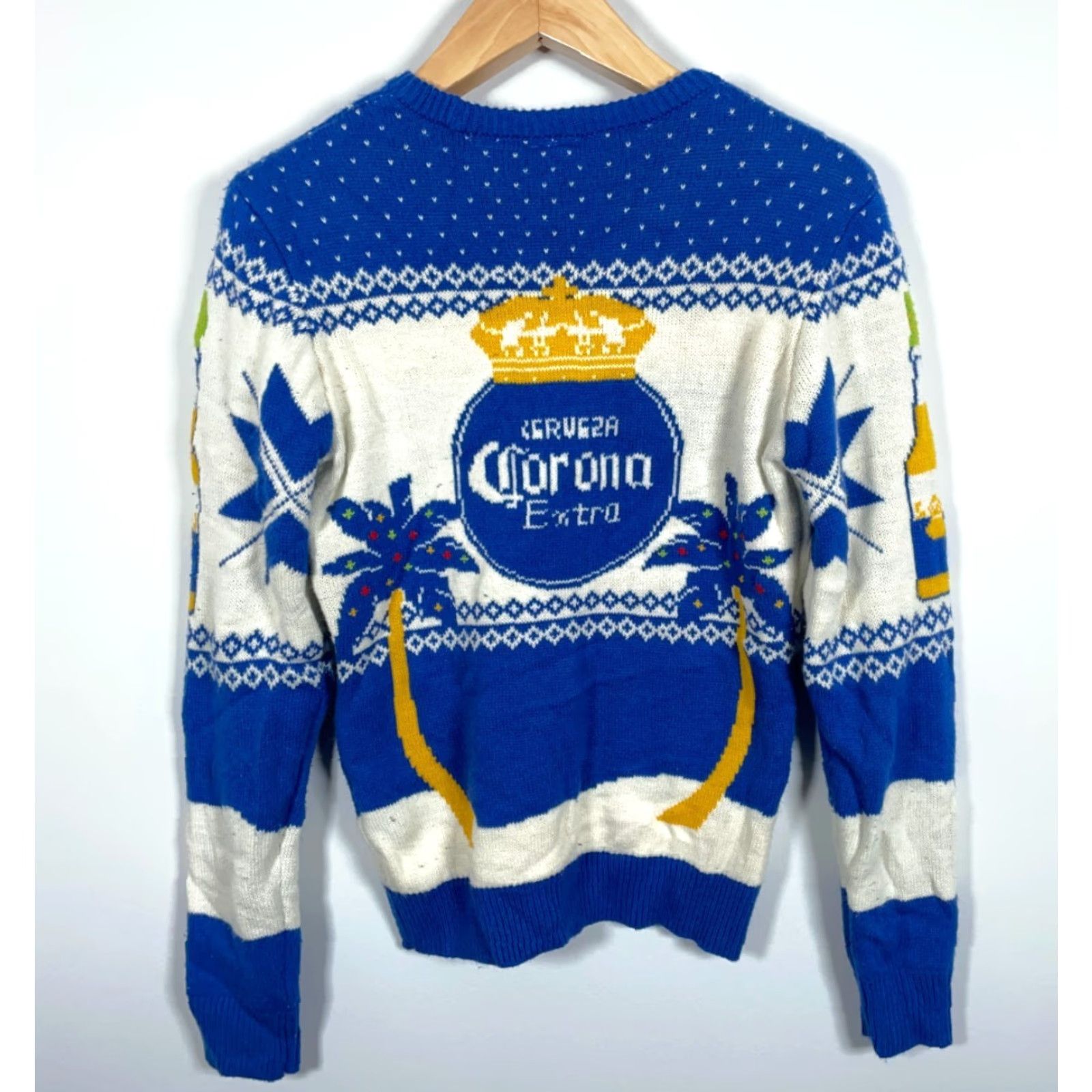 Vintage Corona Extra Beer Sweater Adult Small Blue White Ugly Christmas Knit AOP Size US S / EU 44-46 / 1 - 2 Thumbnail