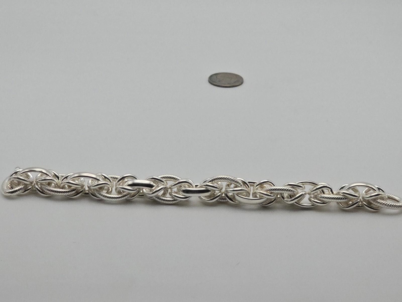 Chalk Line Byzantine Link Chain Bracelet Sterling Silver 7.75" Textured Size ONE SIZE - 4 Thumbnail
