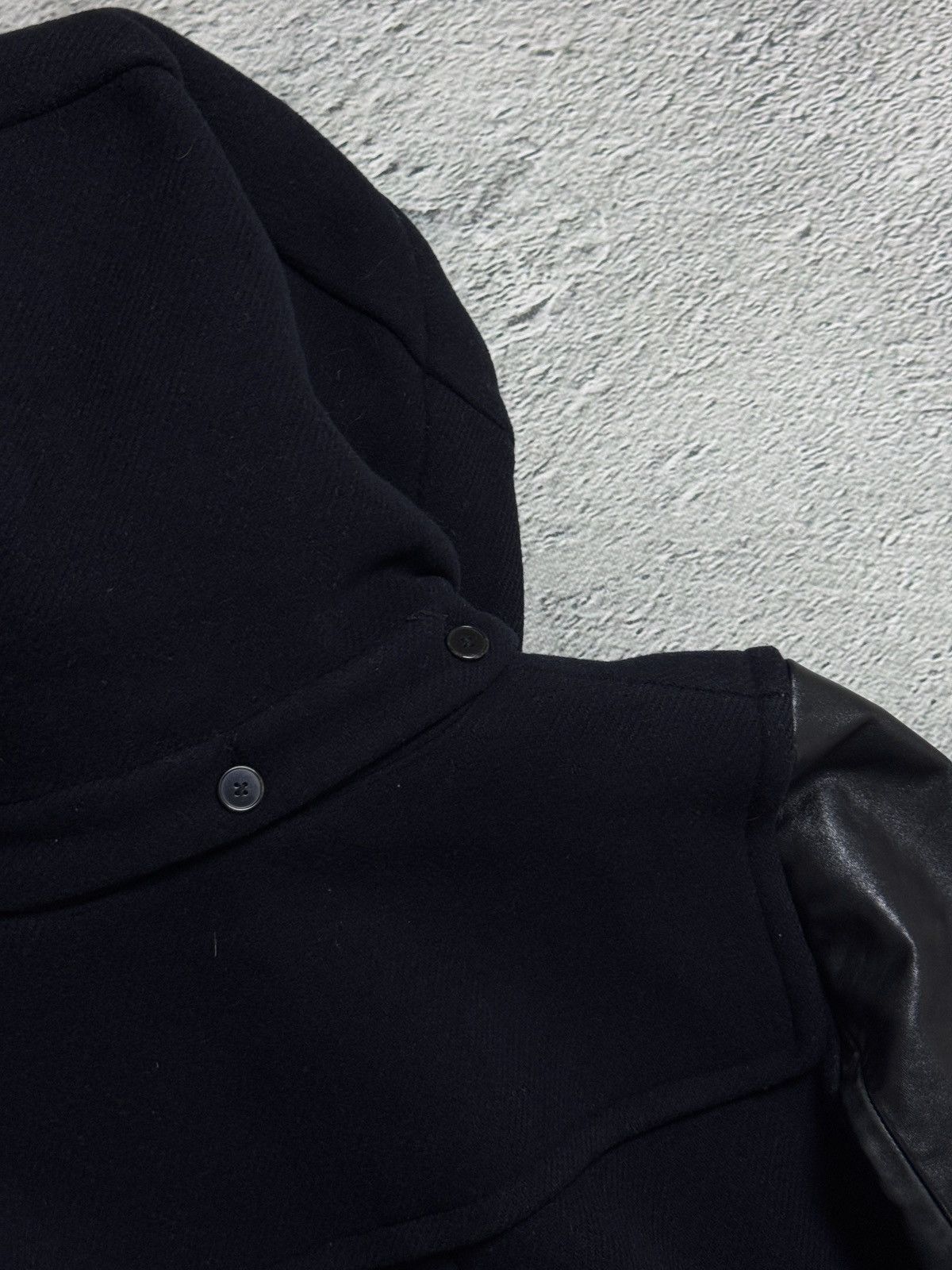 Sandro Sandro coat heavy wool black leather sleeves detachable hood Size US M / EU 48-50 / 2 - 6 Thumbnail