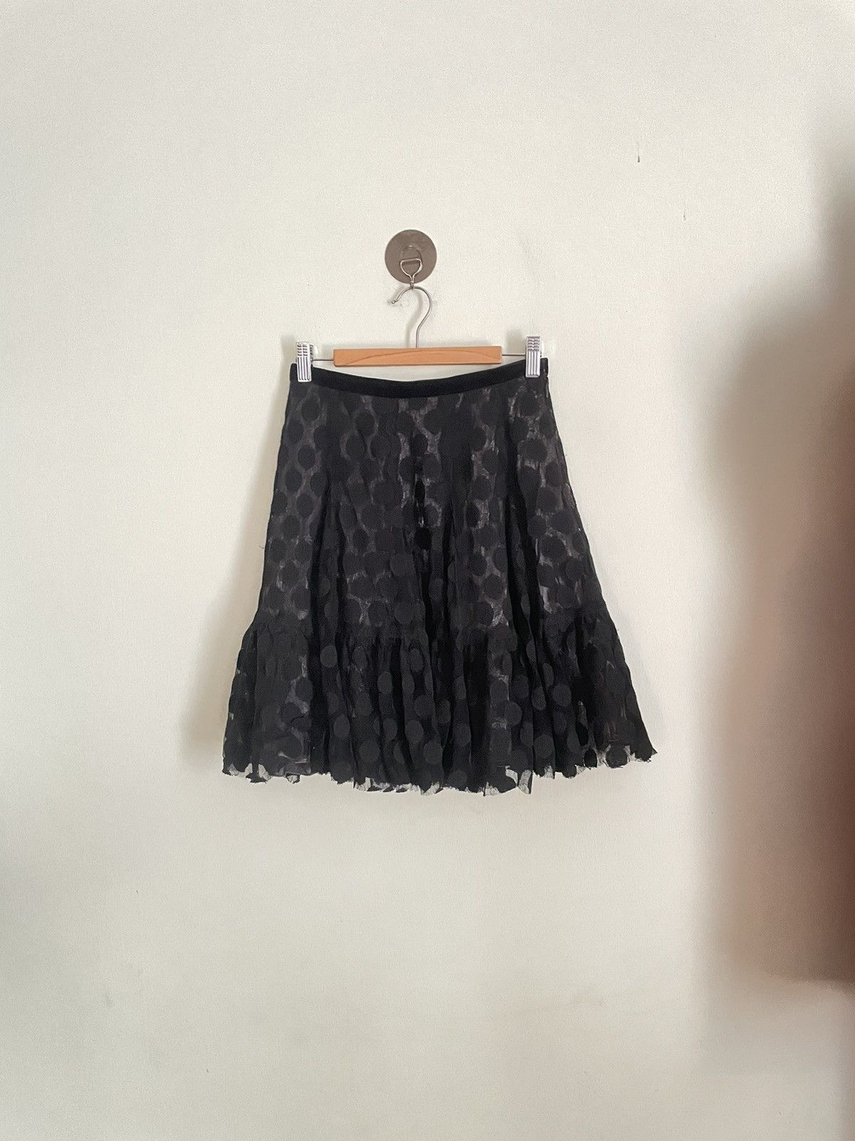 image of Anna Sui Mesh Embroidery Mini Skirt in Black, Women's (Size 26)