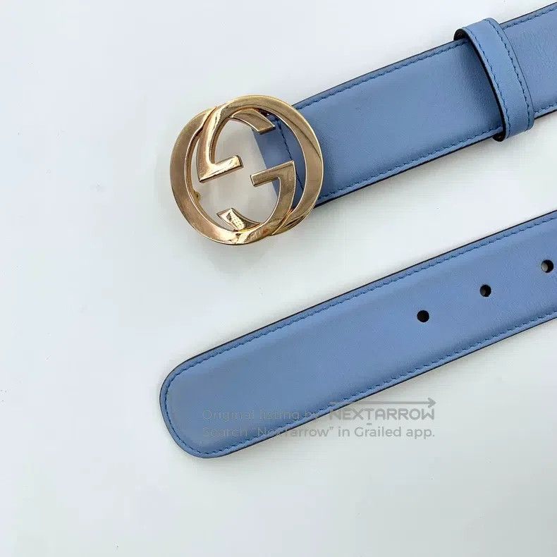 Gucci Gucci Blue logo smooth buckle belt Size ONE SIZE - 4 Thumbnail