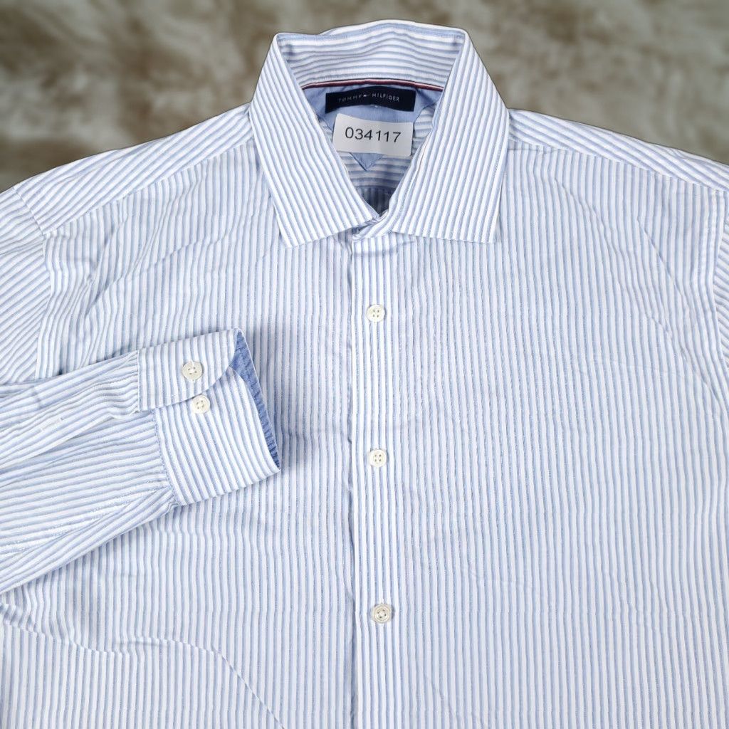 Tommy Hilfiger Tommy Hilfiger Shirt Men's Medium Blue Striped Casual Button Up Long Sleeve Size US M / EU 48-50 / 2 - 1 Thumbnail