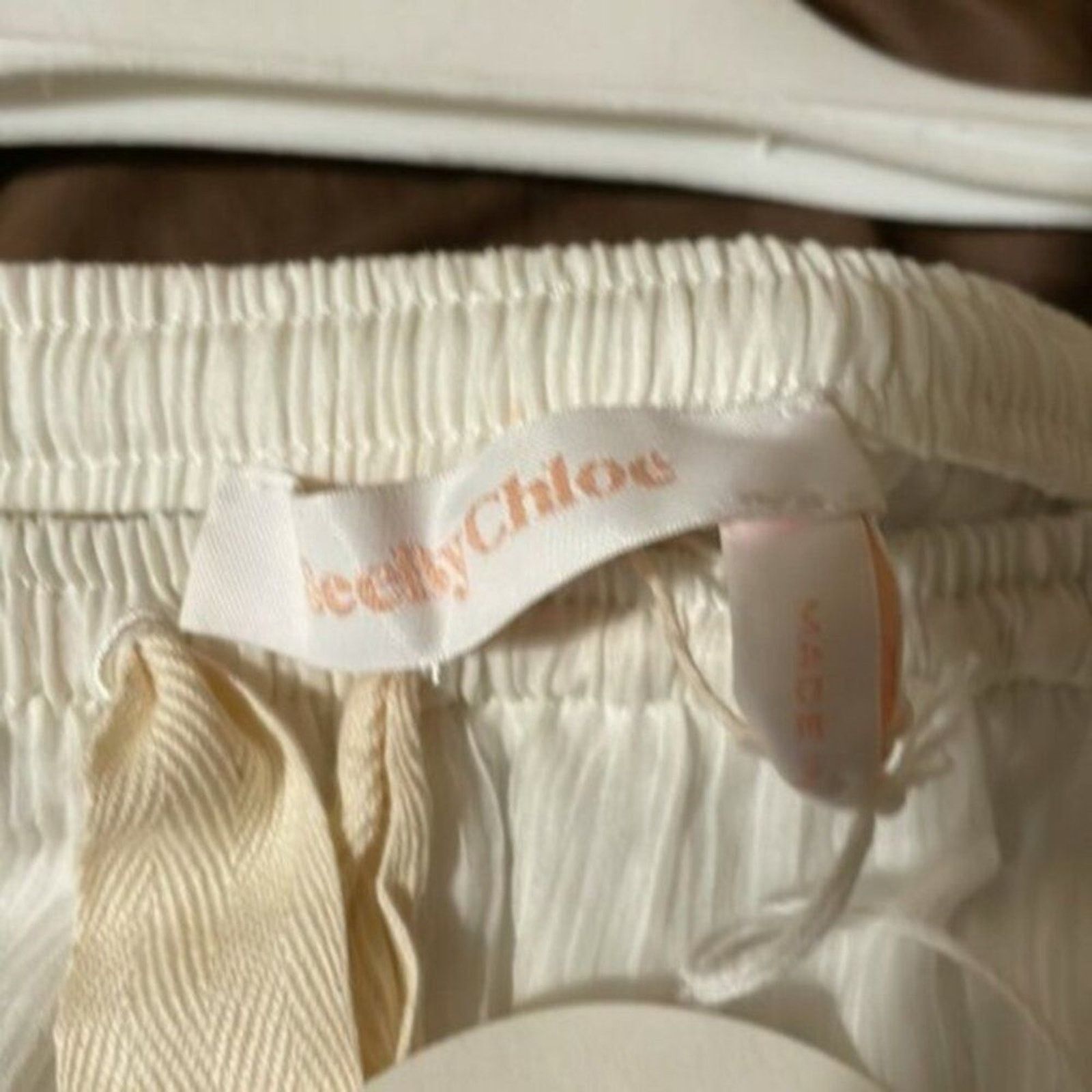 See by Chloe See by Chloe Tiered cotton and silk blend crepon midi white Size 32" / US 10 / IT 46 - 6 Thumbnail