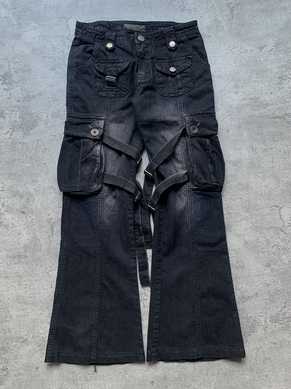 image of Beauty Beast x Ppfm Mz Marzo Bondage Cargo Jeans in Washed Black, Men's (Size 26)
