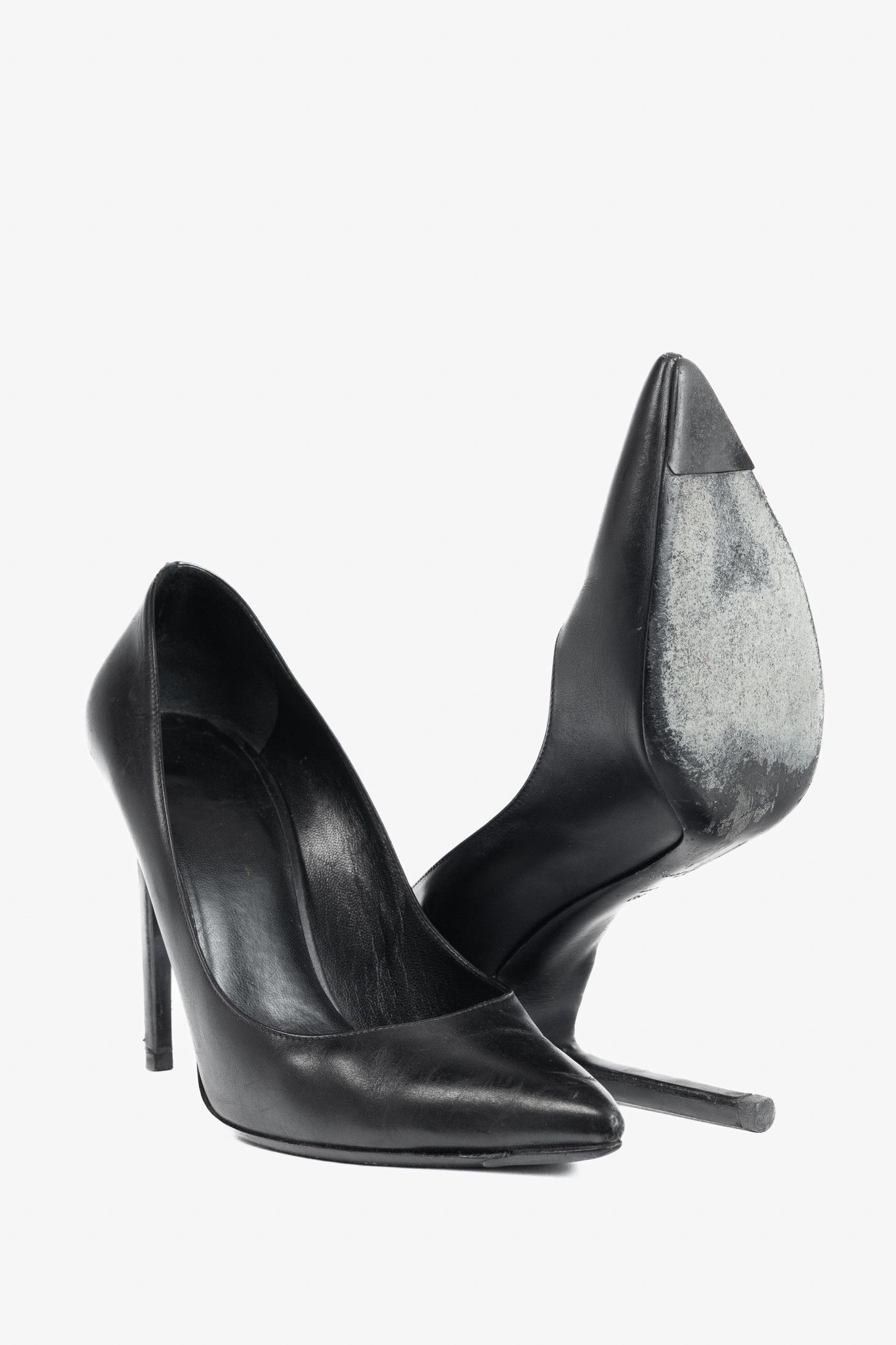 Saint Laurent Paris Saint Laurent Black Leather Pointed-Toe Pumps Size US 9 / IT 39 - 4 Thumbnail