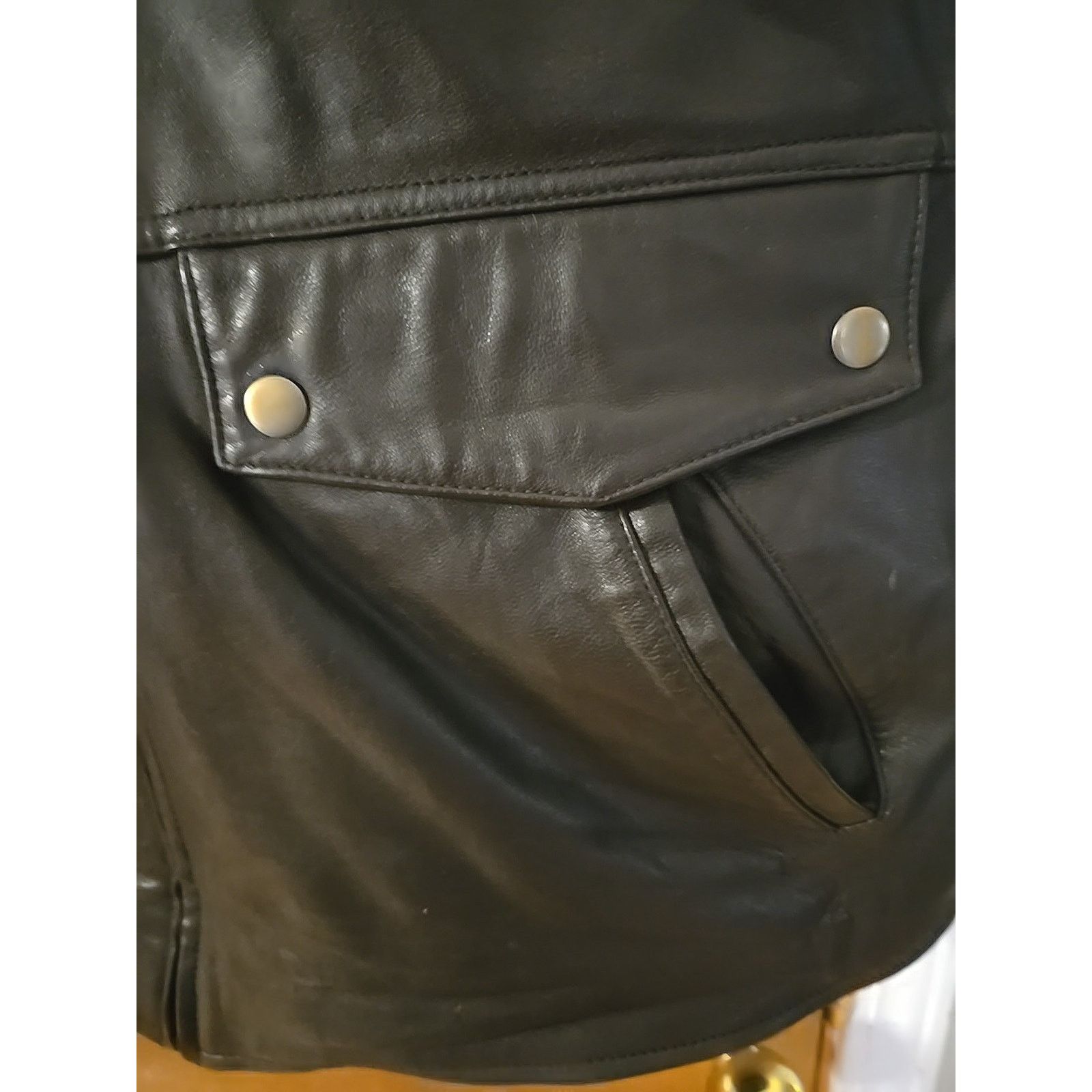 Leather BGSD Mens Leather VEST Black QUILTED INTERIOR SIZE LARGE Size US L / EU 52-54 / 3 - 2 Thumbnail