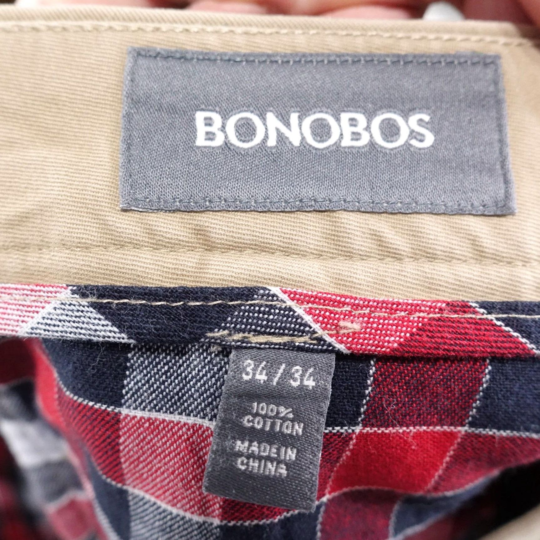 Bonobos Bonobos Pants Mens 34x34 Beige Chino Slim Straight Flat Front Pockets Cotton Size US 34 / EU 50 - 6 Thumbnail