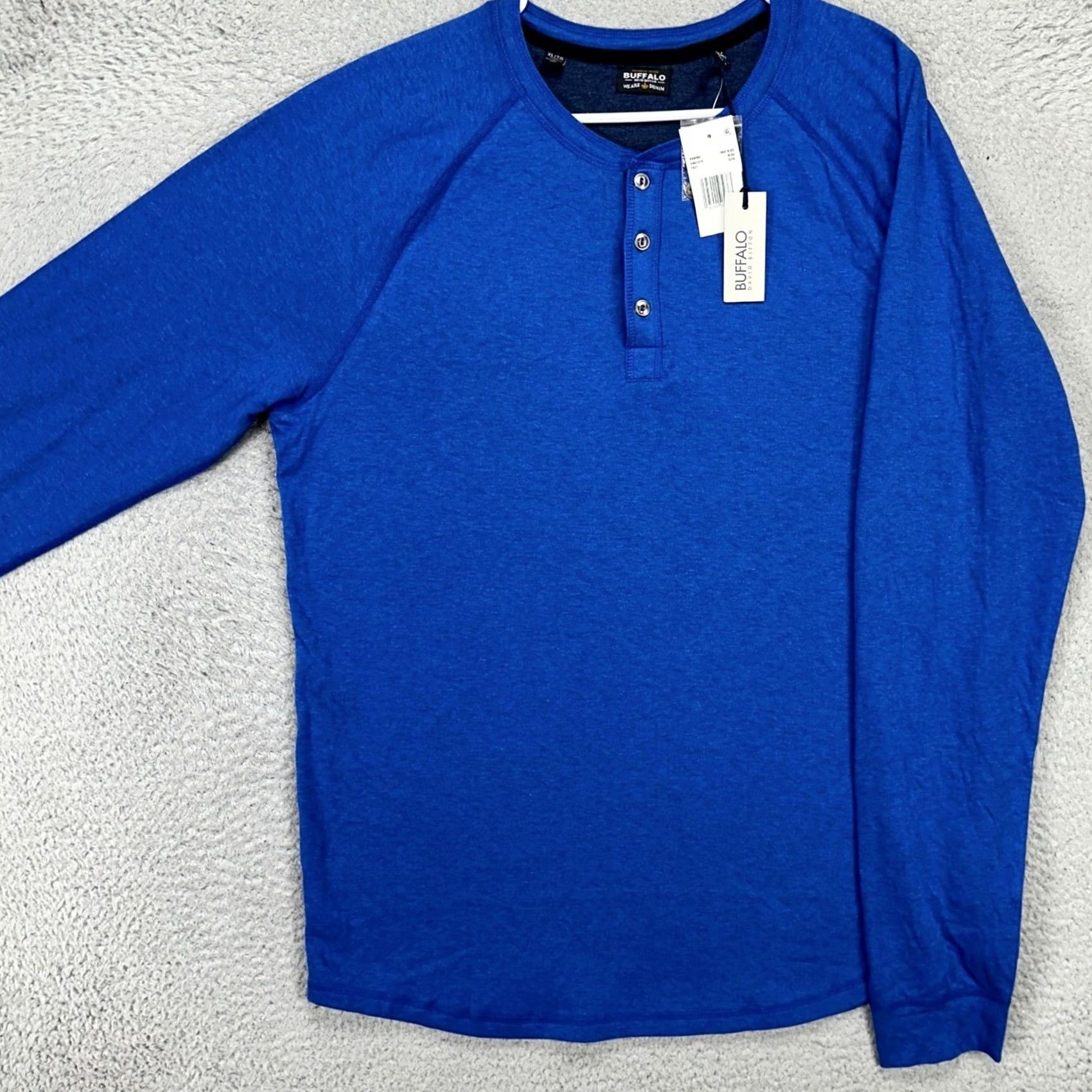 Buffalo David Bitton Buffalo by David Bitton Mens Henley Sweater XL Blue Pullover Long Sleeve Knit NEW Size US XL / EU 56 / 4 - 2 Thumbnail