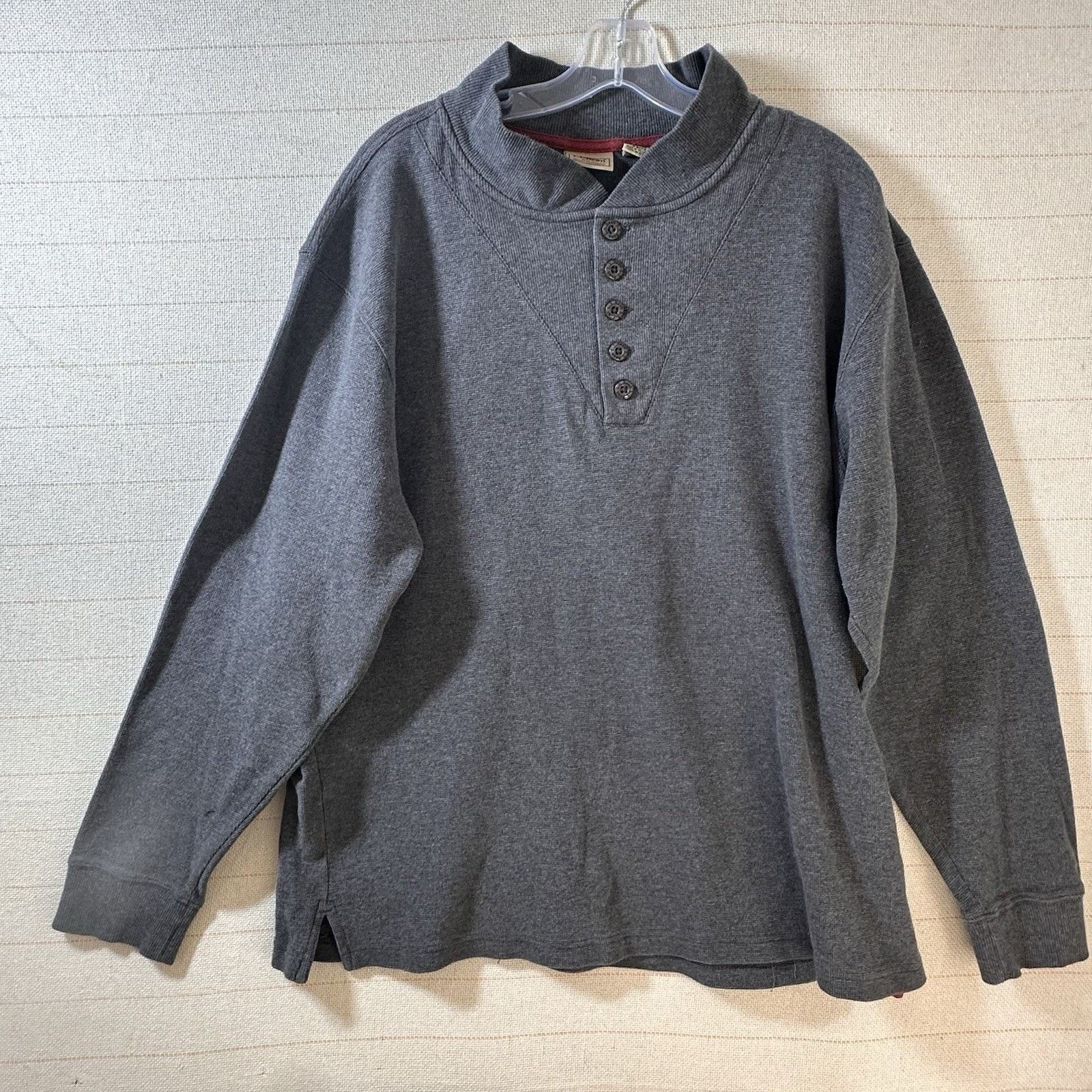 L.L. Bean LL Bean Shirt Men's Gray Henley Thin Fleece Polyester Size US XL / EU 56 / 4 - 1 Thumbnail