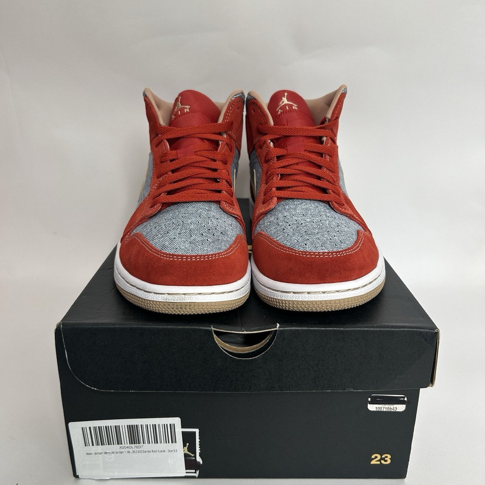Nike Nike Air Jordan 1 Mid SE "Denim/Red Cinnabar Hemp White" Size US 9.5 / EU 42-43 - 2 Thumbnail