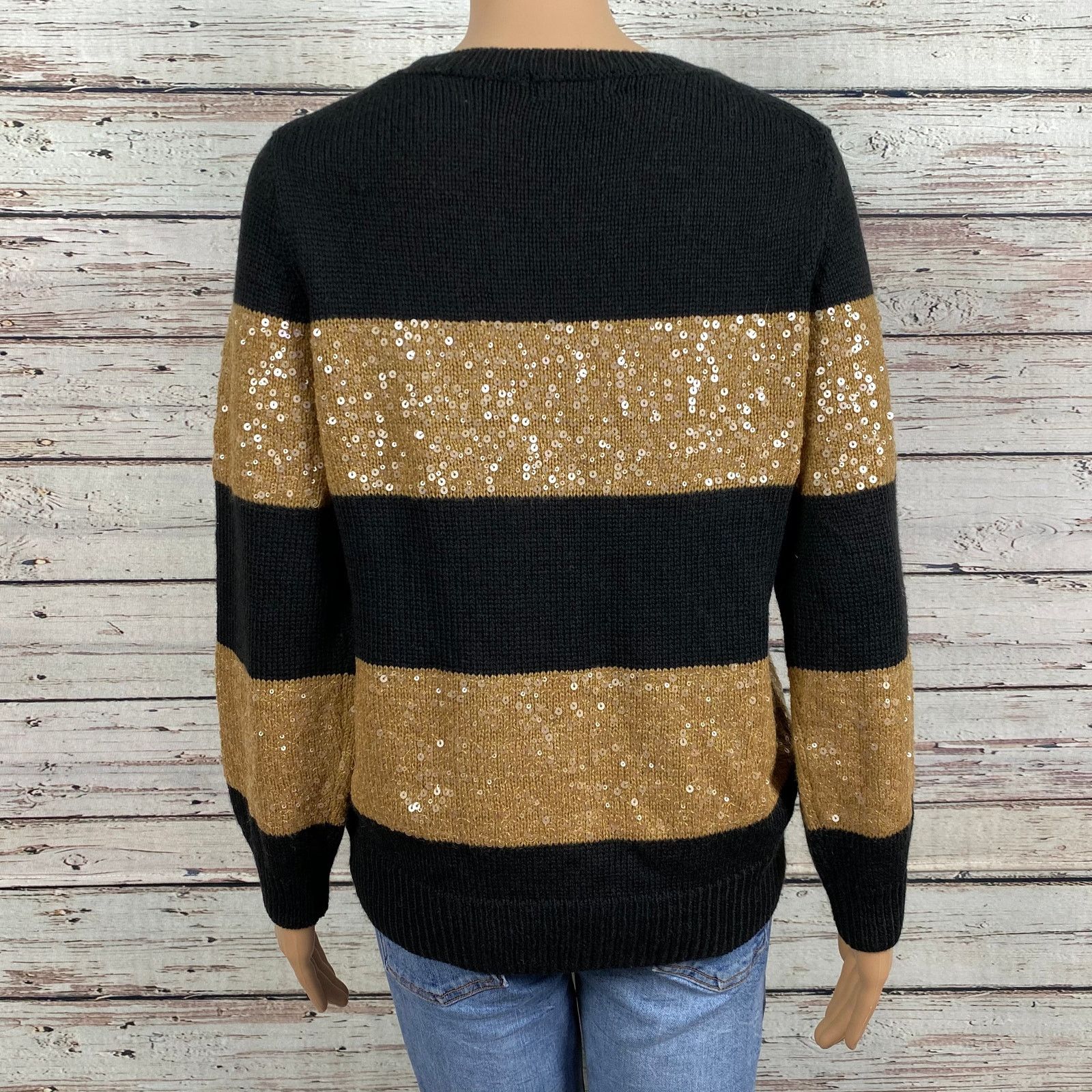 Isaac Mizrahi Isaac Mizrahi Elsie Wool Blend Sequin Stripe Sweater Medium Size M / US 6-8 / IT 42-44 - 2 Thumbnail