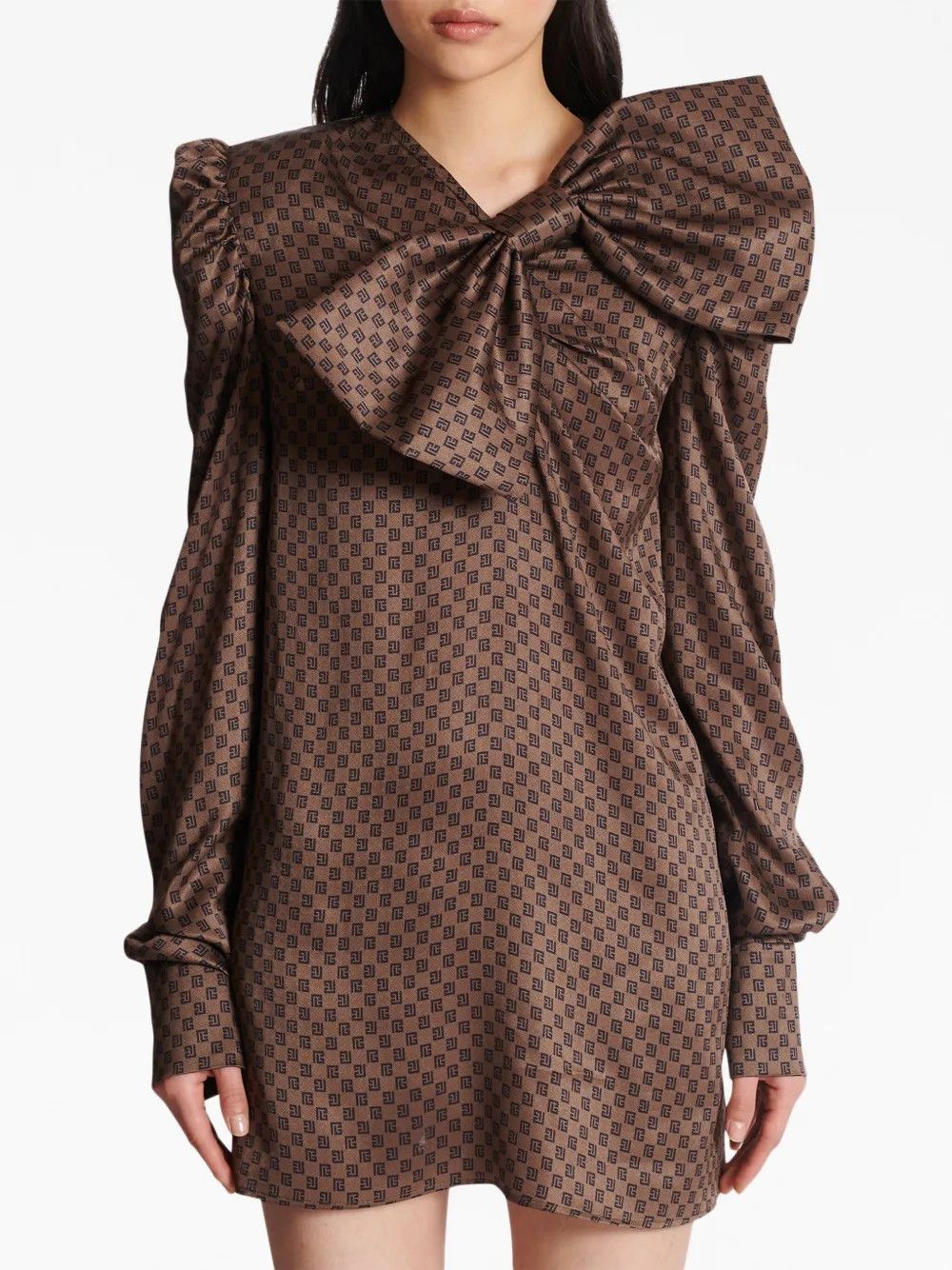 Balmain o1y0525 Mini Dress in Dark Brown Size M / US 6-8 / IT 42-44 - 3 Thumbnail