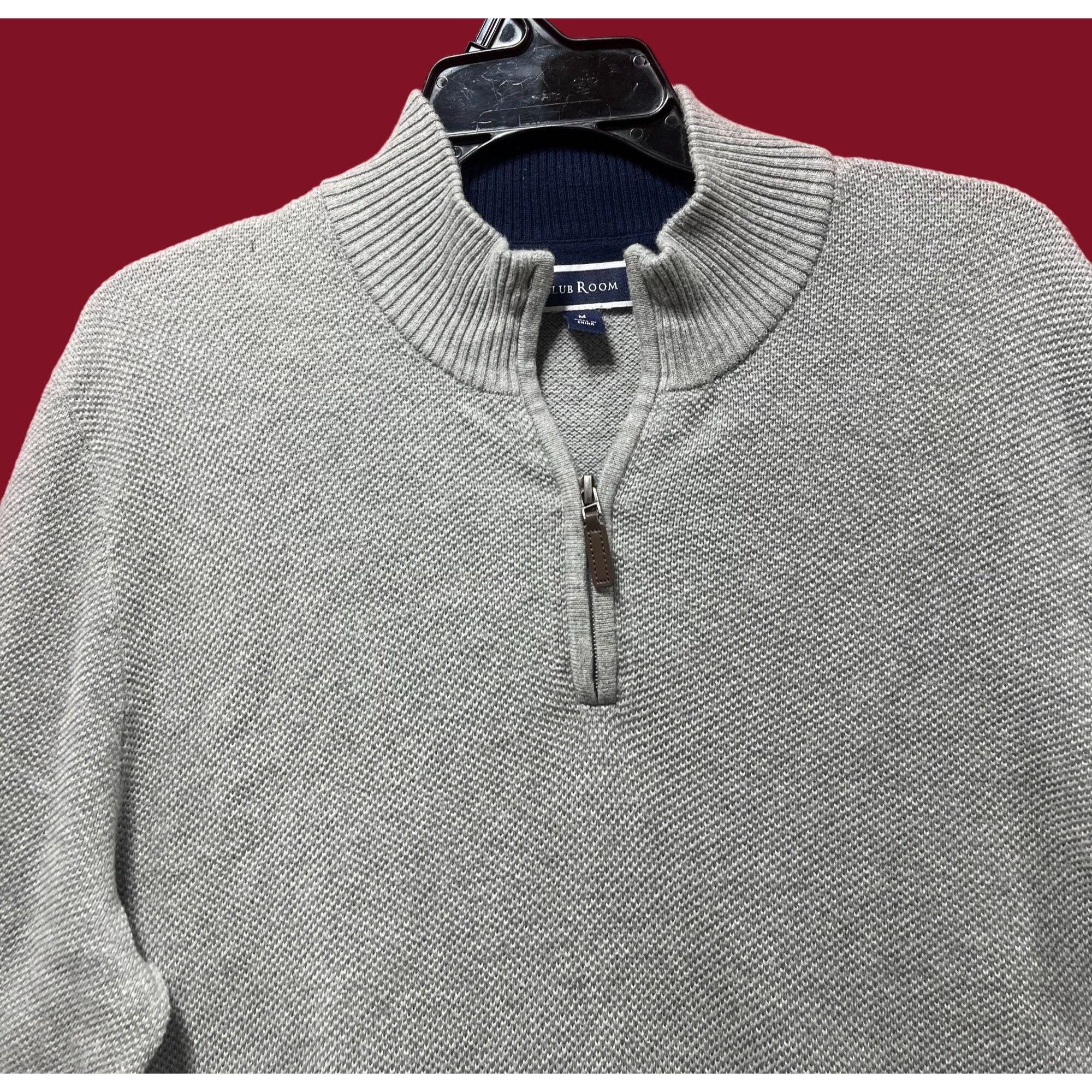 Club Room Club Room - Men's Quarter-Zip Textured Cotton Sweater - Gray Size US M / EU 48-50 / 2 - 11 Thumbnail