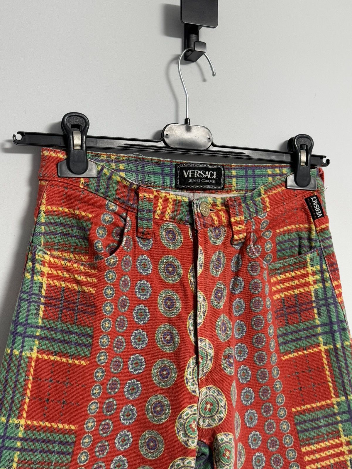 Versace Jeans Couture Rare Versace Jeans Couture 90’s Pants Red Multi Color Italy Size 28" / US 6 / IT 42 - 3 Thumbnail