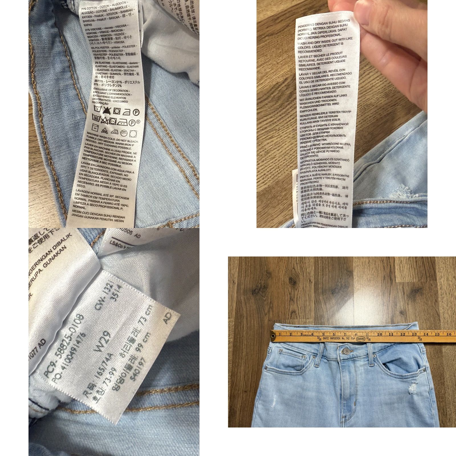 Levi's Levi's Jeans Women's Size 29 Blue Denim High Rise Straight Crop Distressed Jeans Size 29" - 8 Thumbnail