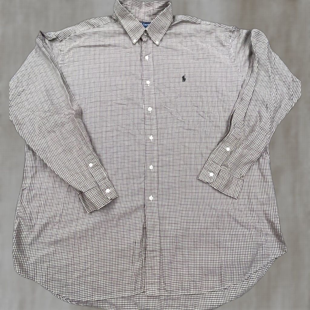 Ralph Lauren Ralph Lauren Shirt Men 2XL Brown Button-Up Check Gingham Collar Down Casual Size 48R - 1 Thumbnail