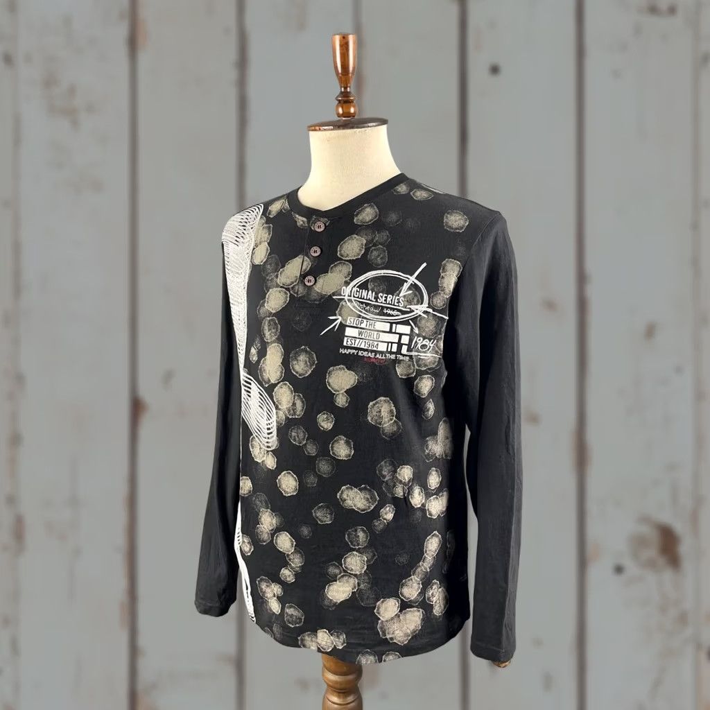 Desigual Desigual Henley Shirt Size L Black Series Stop The World Long Sleeve Mens Size US L / EU 52-54 / 3 - 1 Thumbnail