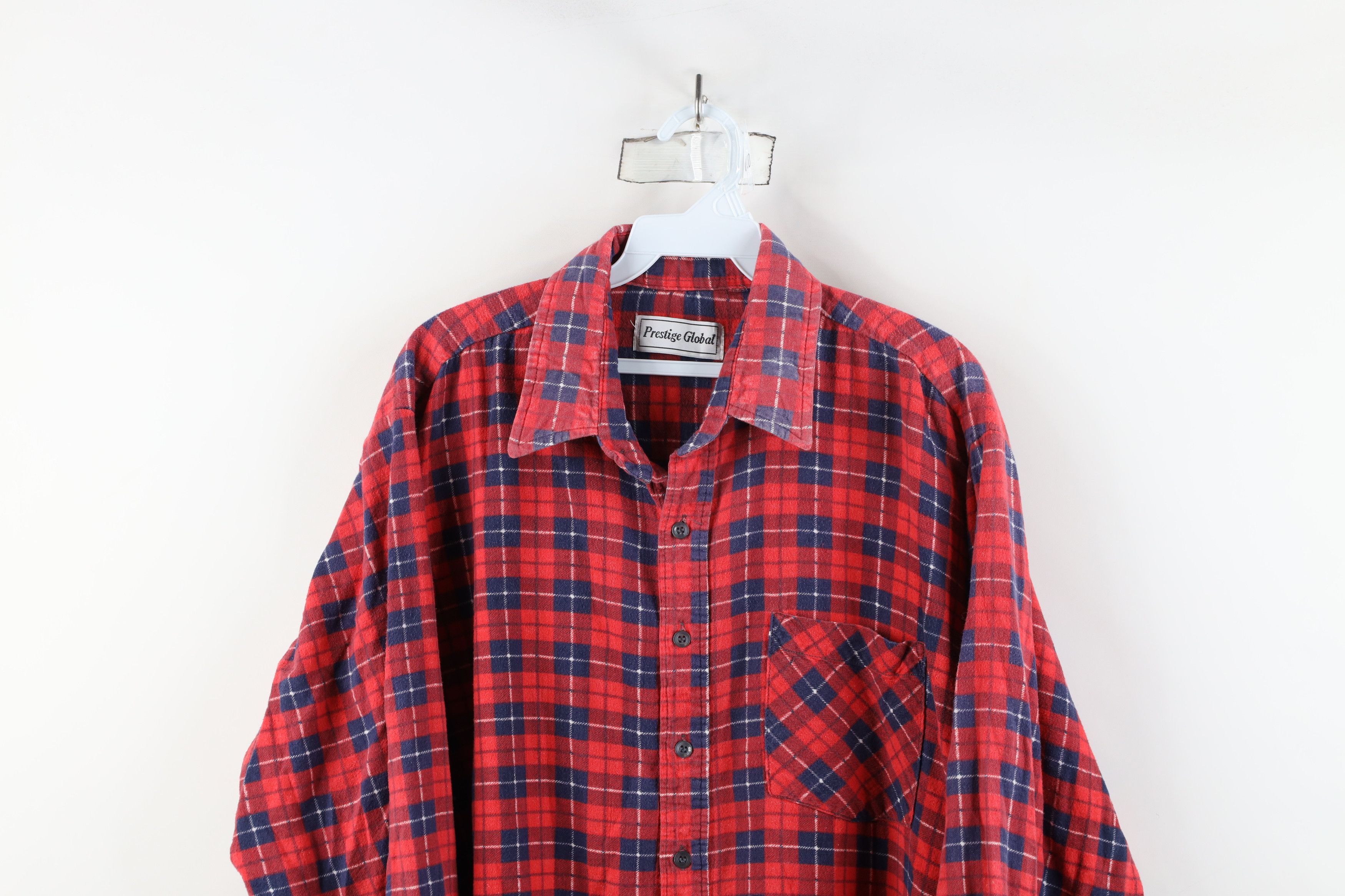 Vintage Vintage 70s Streetwear Collared Button Shirt Red Plaid Size US XL / EU 56 / 4 - 2 Thumbnail