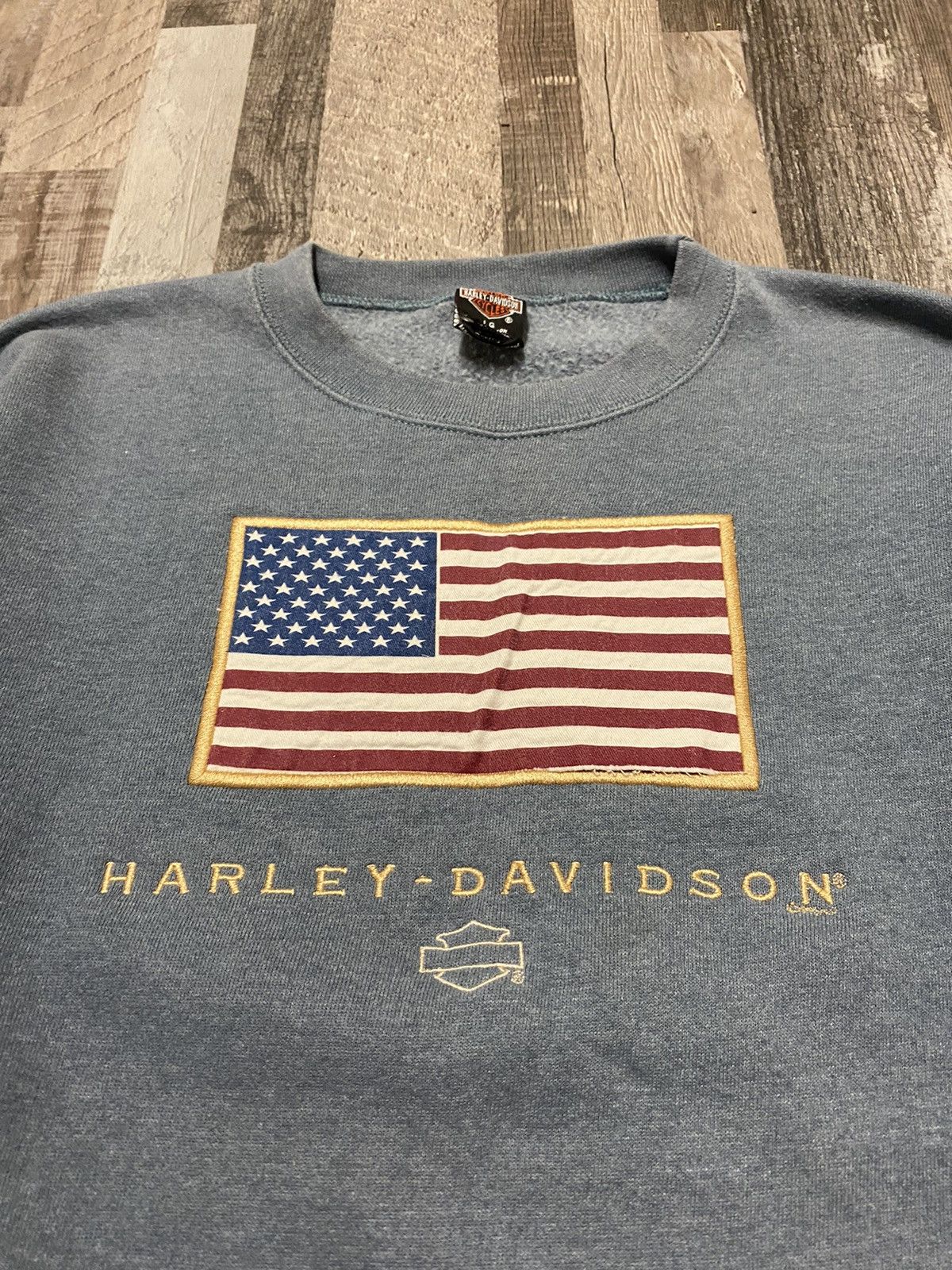 Harley Davidson × Vintage 1995 Vintage Harley Davidson Flag Crewneck Sweatshirt Polo Size US L / EU 52-54 / 3 - 2 Thumbnail
