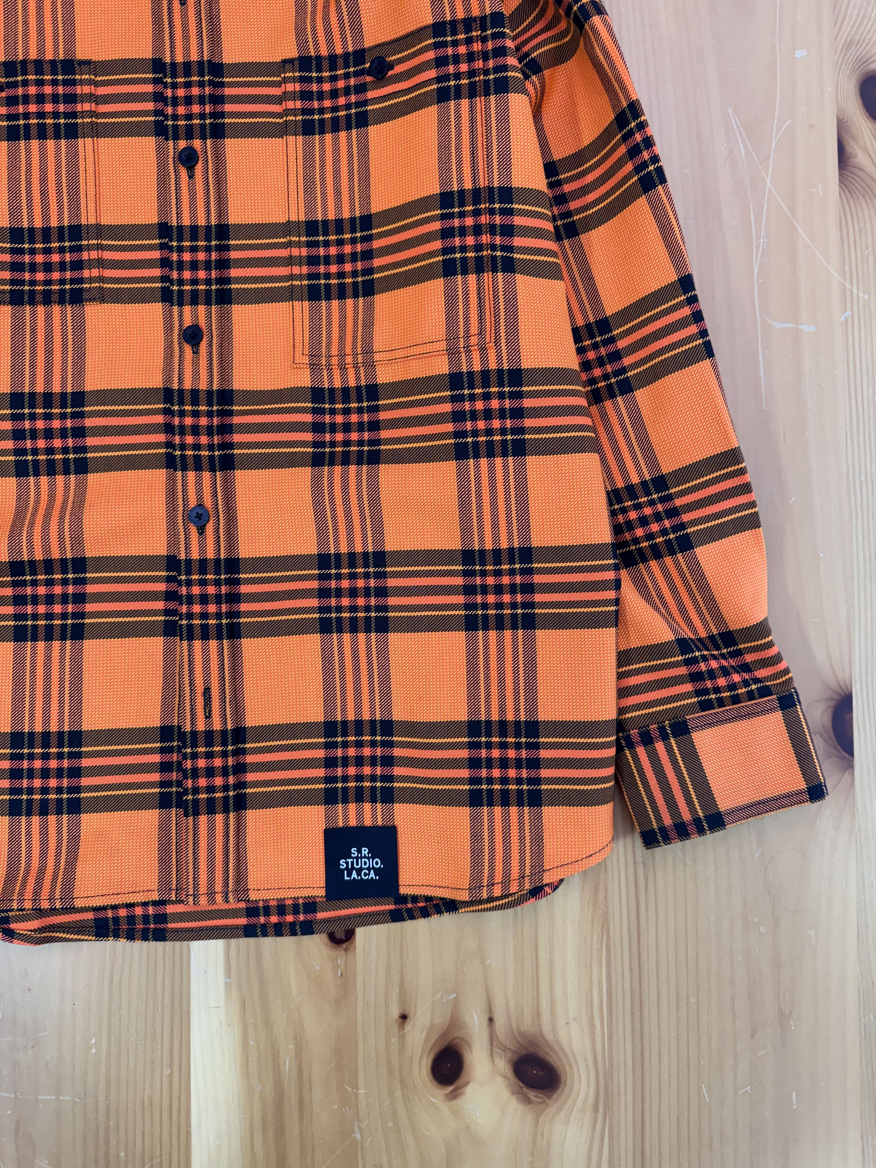 Sterling Ruby Orange Plaid Shirt Size US XL / EU 56 / 4 - 2 Thumbnail