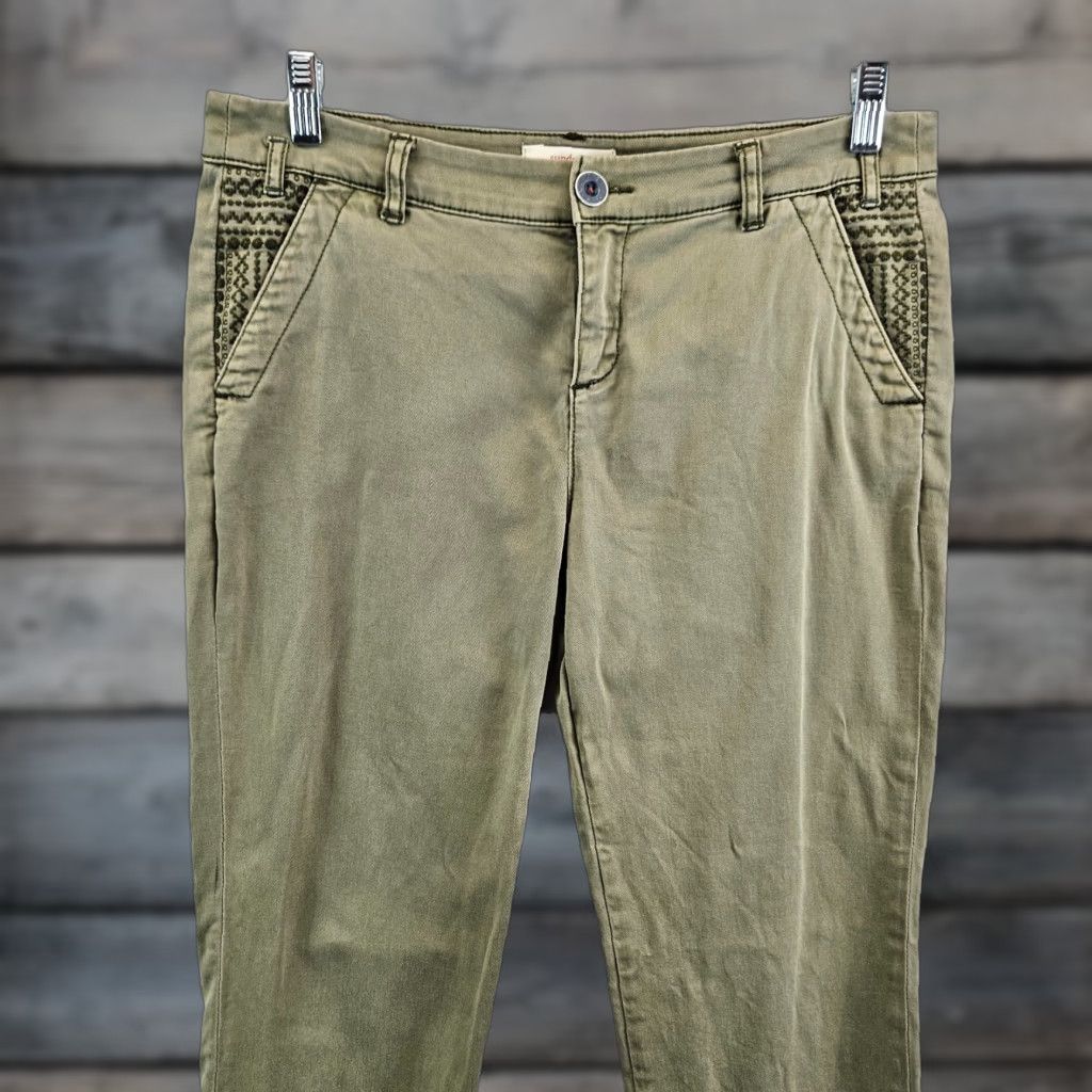 Vintage Sundance Womens Pants Sz 8 Green Mid Rise Cotton Blend Straight Leg Embroidered, Chino, Flat Front, Inseam 30, Womens Size 30" / US 8 / IT 44 - 1 Thumbnail