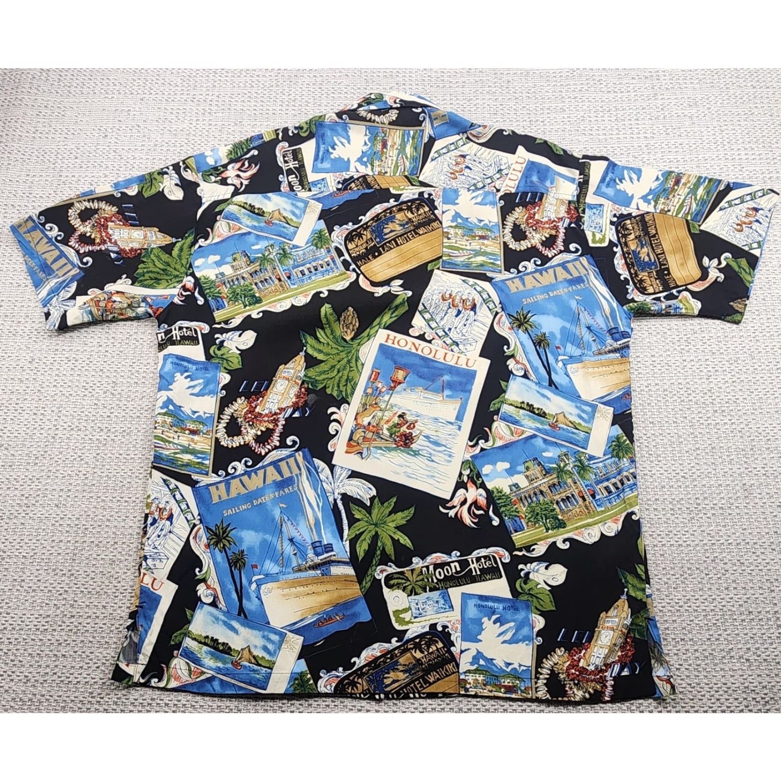 Vintage VINTAGE Kahala Shirt Mens Black Hawaiian Aloha Camp Collar Rayon Scenic Print Short Sleeve Button-Up Size US M / EU 48-50 / 2 - 6 Thumbnail