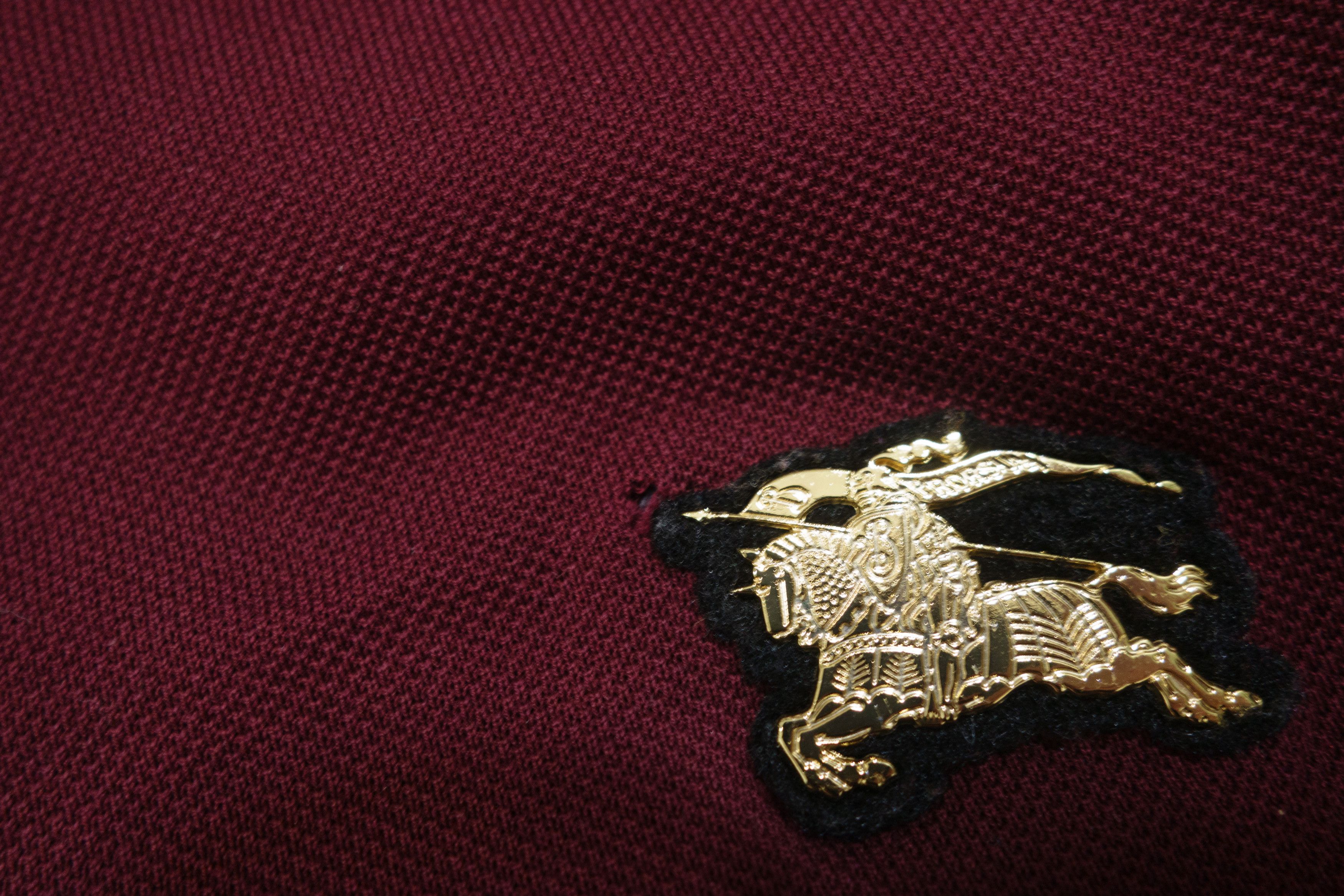 Burberry Brit Burgundy Long Sleeve Gold Patch Logo Pique Polo Shirt Size US S / EU 44-46 / 1 - 7 Thumbnail