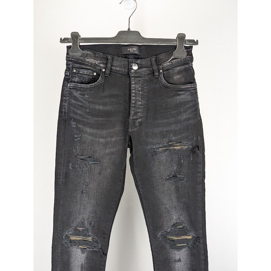 Amiri o1rshd1 Leather Camo MX1 Jean in Aged Black Size US 30 / EU 46 - 3 Thumbnail