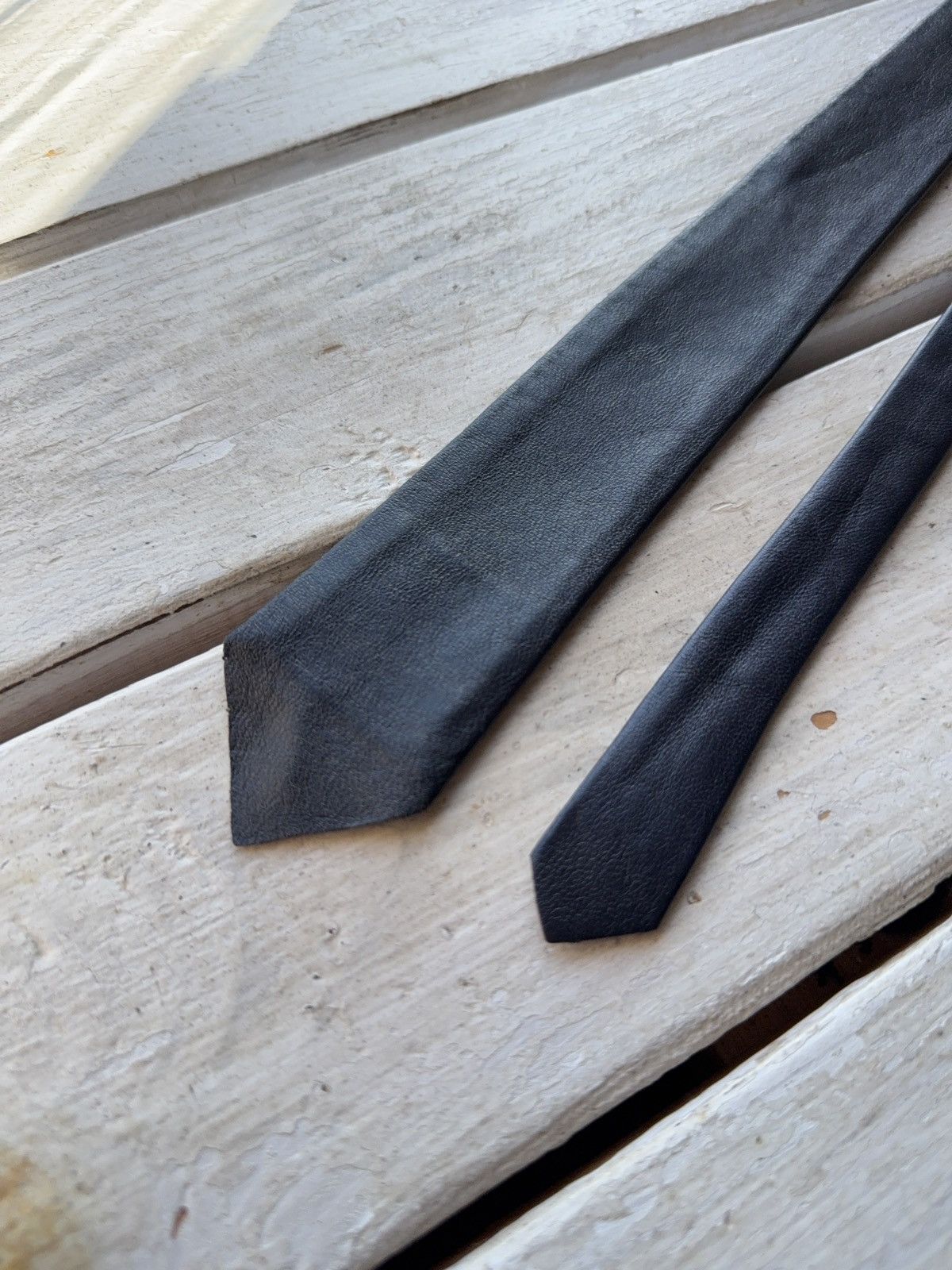 Japanese Brand Vntg Dark Blue W-Germany Leather Tie 90s Opium Rock Style Size ONE SIZE - 3 Thumbnail