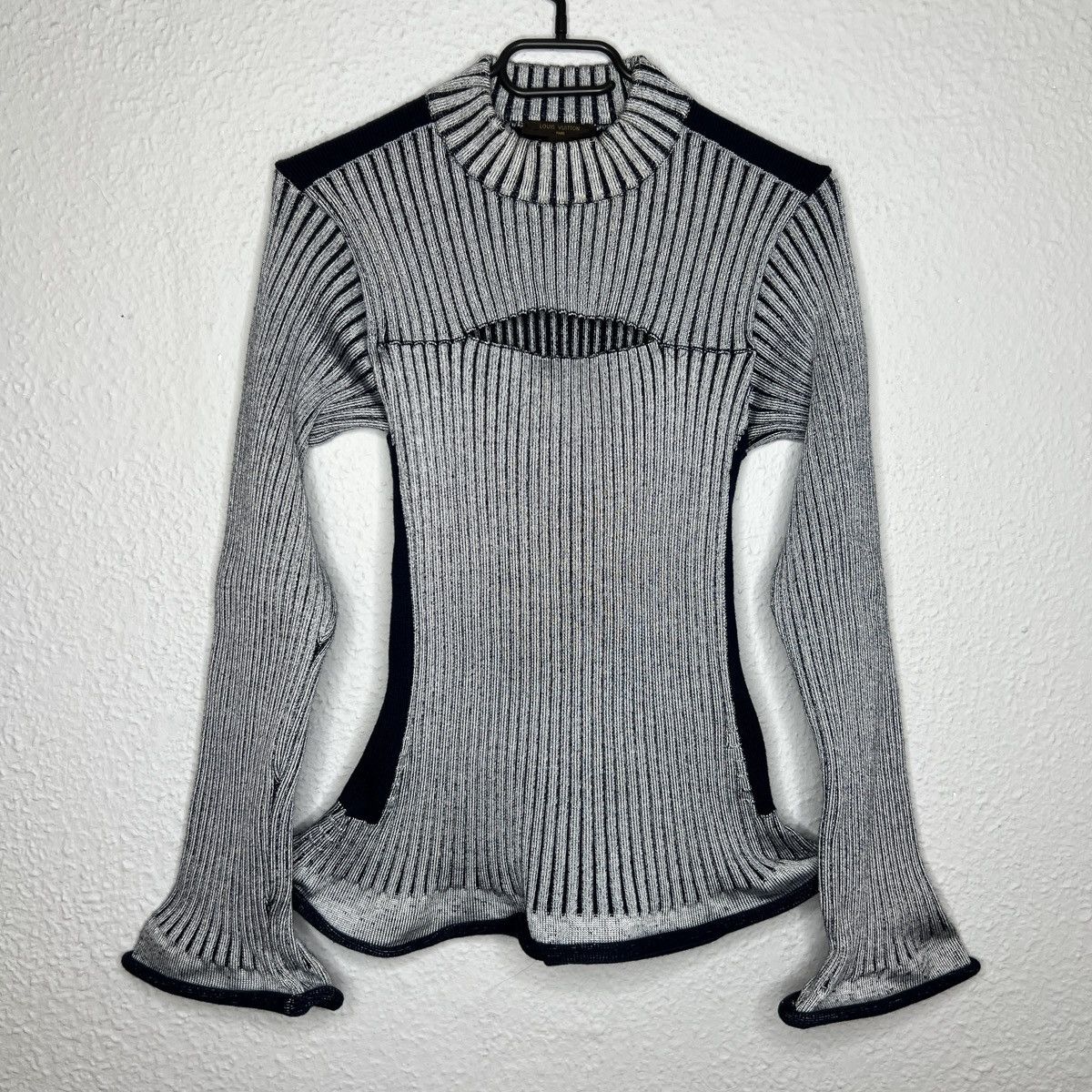 image of Avant Garde Louis Vuitton Sweater Knitwear Jumper Ribbed Flared in Blue, Women's (Size Medium)