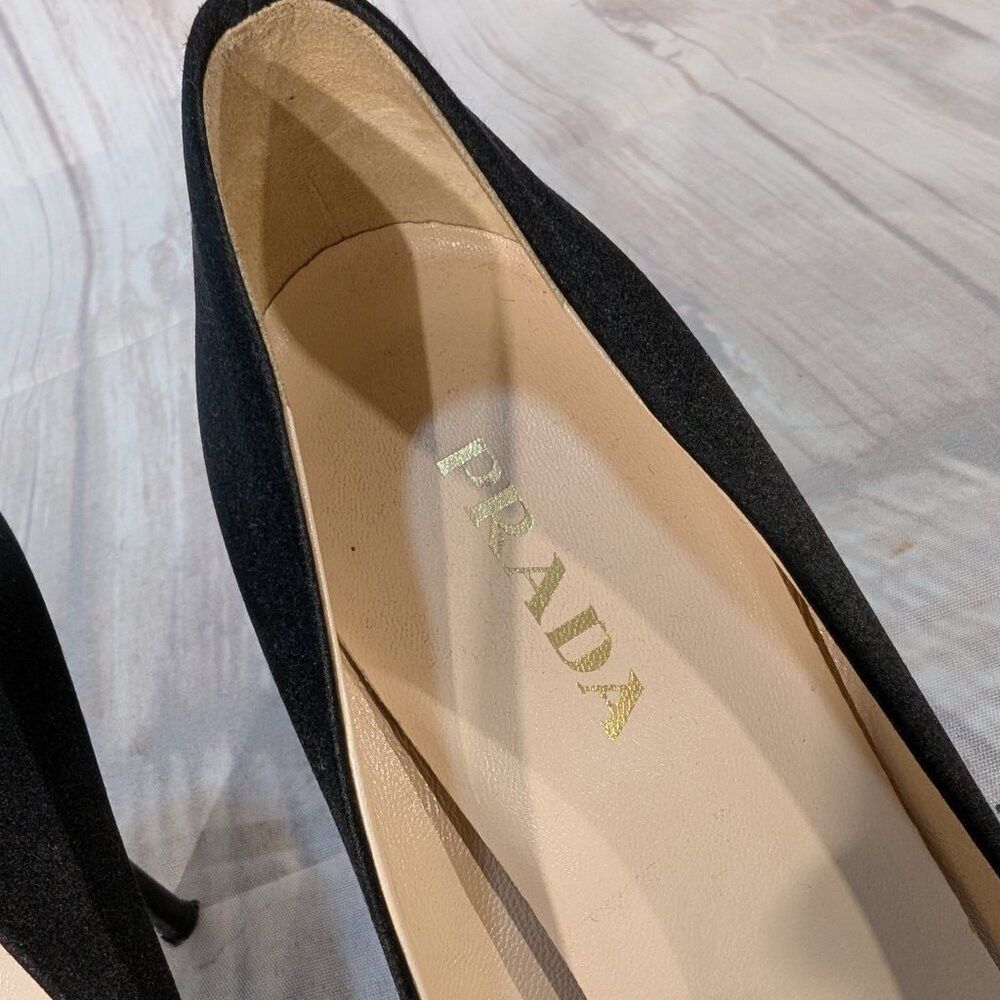 Prada Prada Women's US 7.5 Black Suede Leather Round Toe Slip-On Size US 7.5 / IT 37.5 - 2 Thumbnail